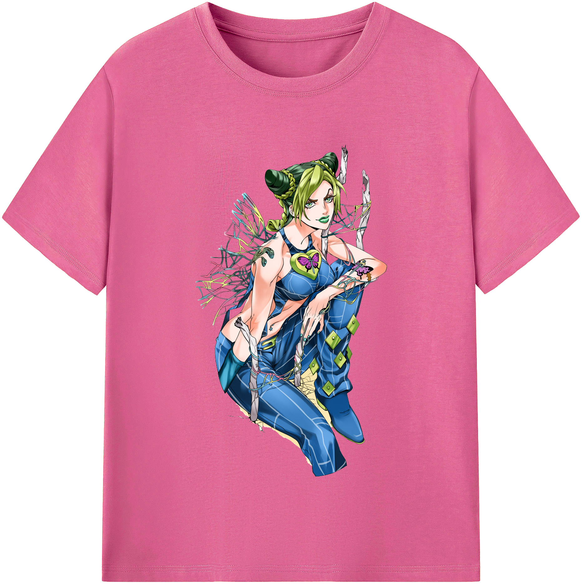 （画像用） "ジョジョの奇妙な冒険 くうじょう ジョリーン JoJo's Bizarre Adventure Jolyne Cujoh " レディースカジュアルプリントTシャツ（綿100％）