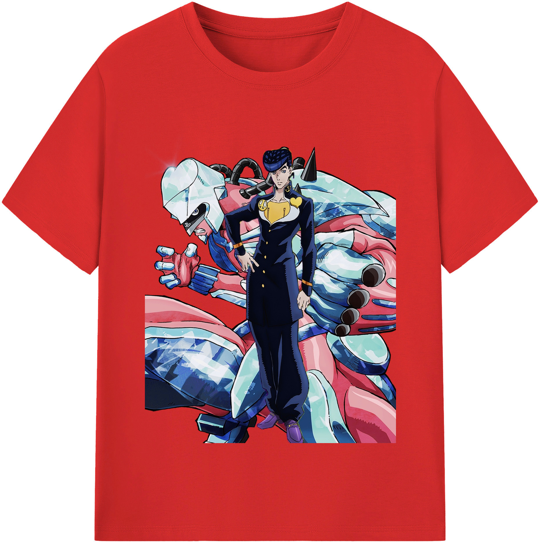 （画像用） ジョジョの奇妙な冒険 ひがしかた じょうすけ JoJo's Bizarre Adventure Higashikata Josuke レディースカジュアルプリントTシャツ（綿100％）