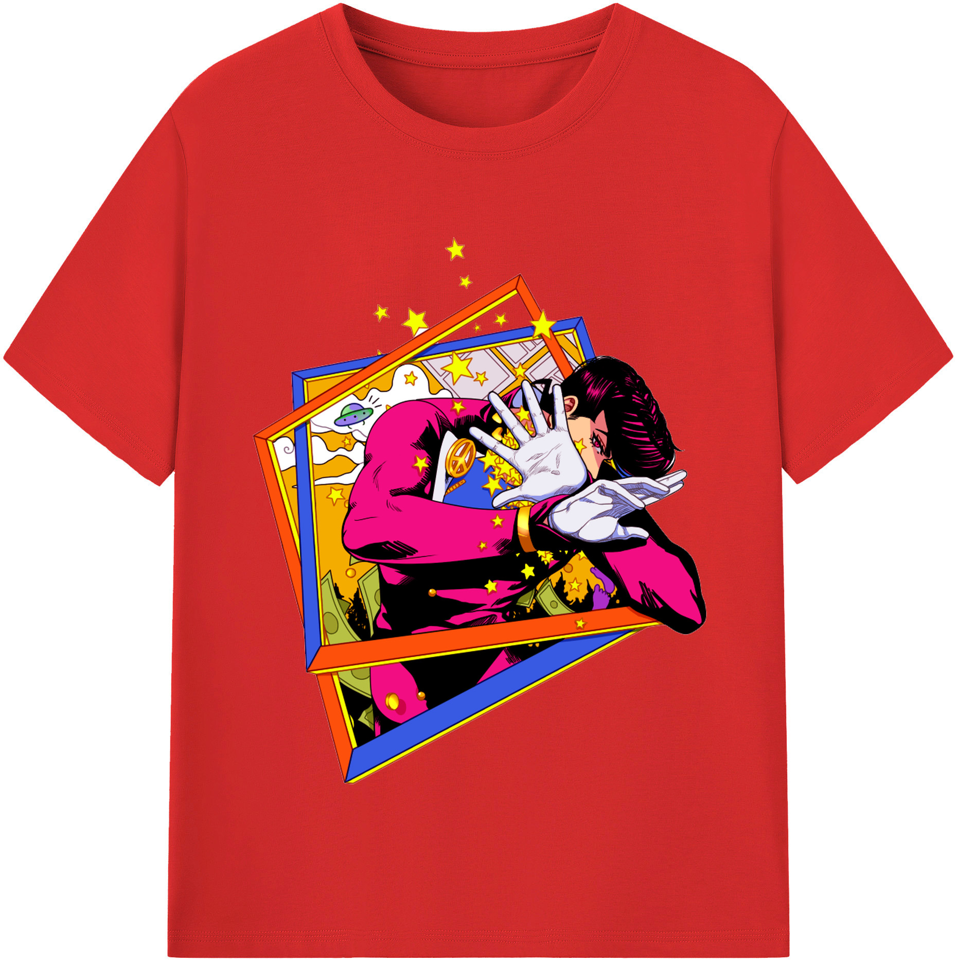 （画像用） ジョジョの奇妙な冒険 ひがしかた じょうすけ JoJo's Bizarre Adventure Higashikata Josuke レディースカジュアルプリントTシャツ（綿100％）
