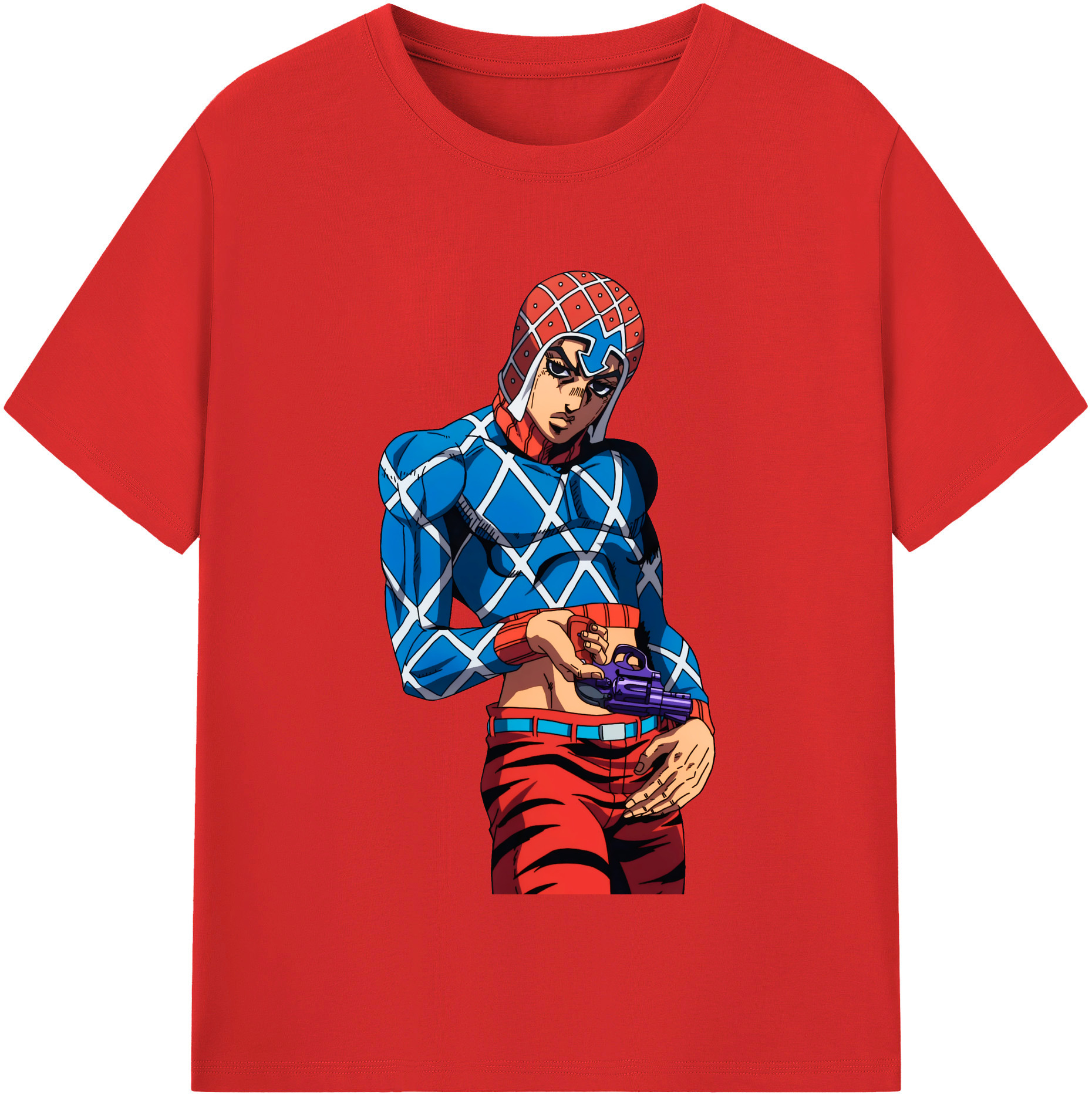 （画像用） ジョジョの奇妙な冒険 グイード?ミスタ JoJo's Bizarre Adventure Guido Mista レディースカジュアルプリントTシャツ（綿100％）