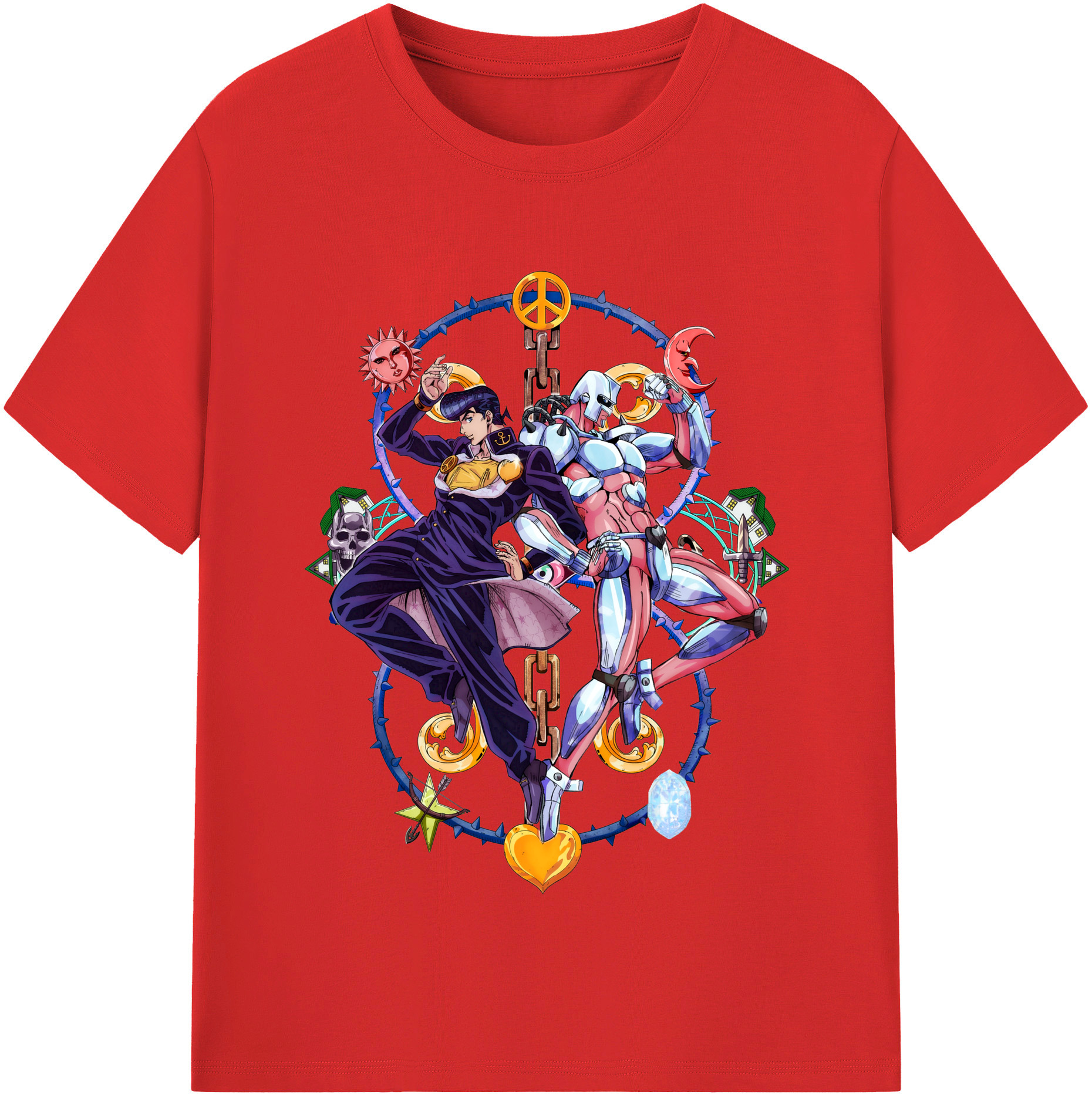 （画像用） ジョジョの奇妙な冒険 ひがしかた じょうすけ JoJo's Bizarre Adventure Higashikata Josuke レディースカジュアルプリントTシャツ（綿100％）