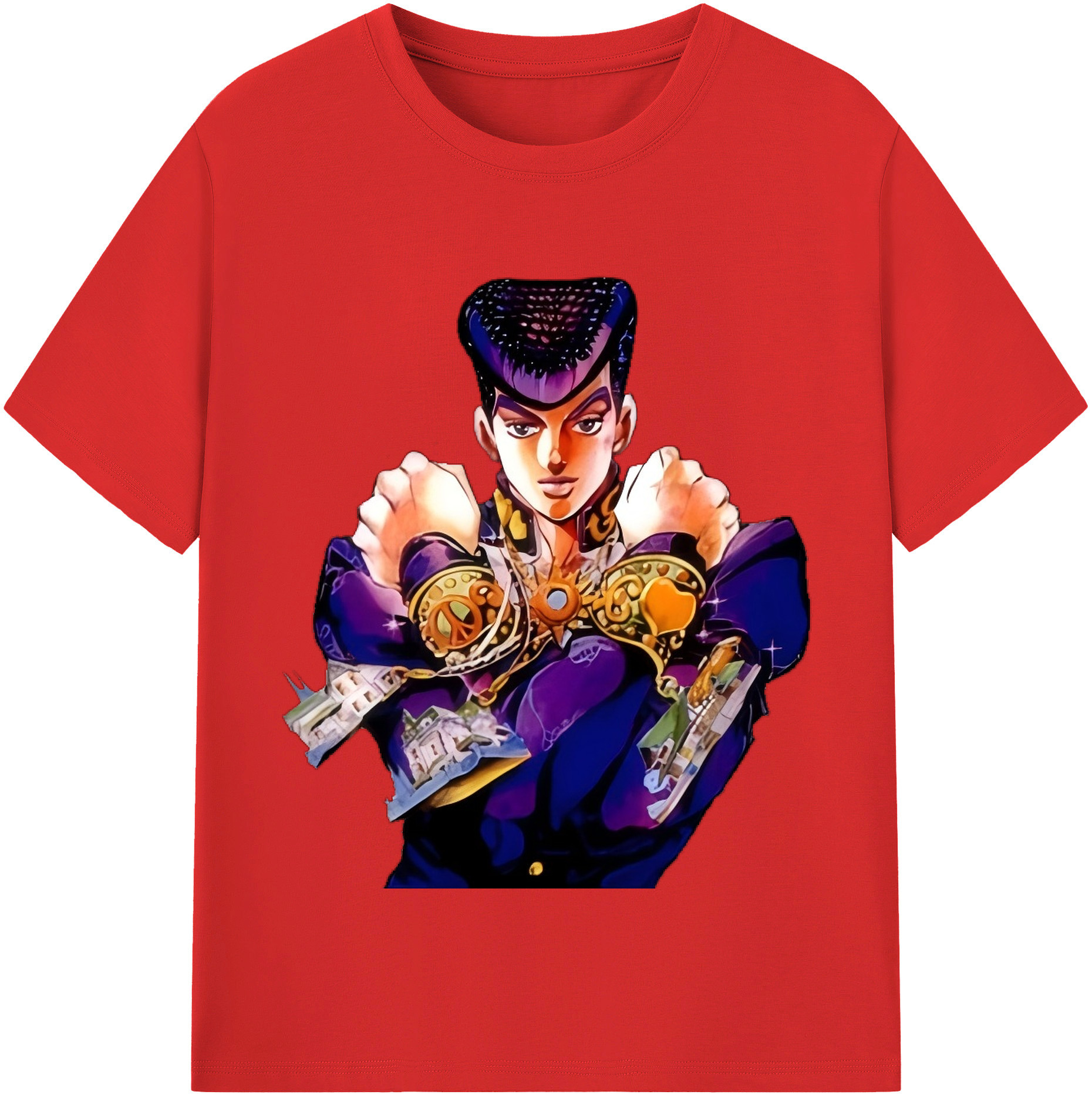 （画像用） ジョジョの奇妙な冒険 ひがしかた じょうすけ JoJo's Bizarre Adventure Higashikata Josuke レディースカジュアルプリントTシャツ（綿100％）