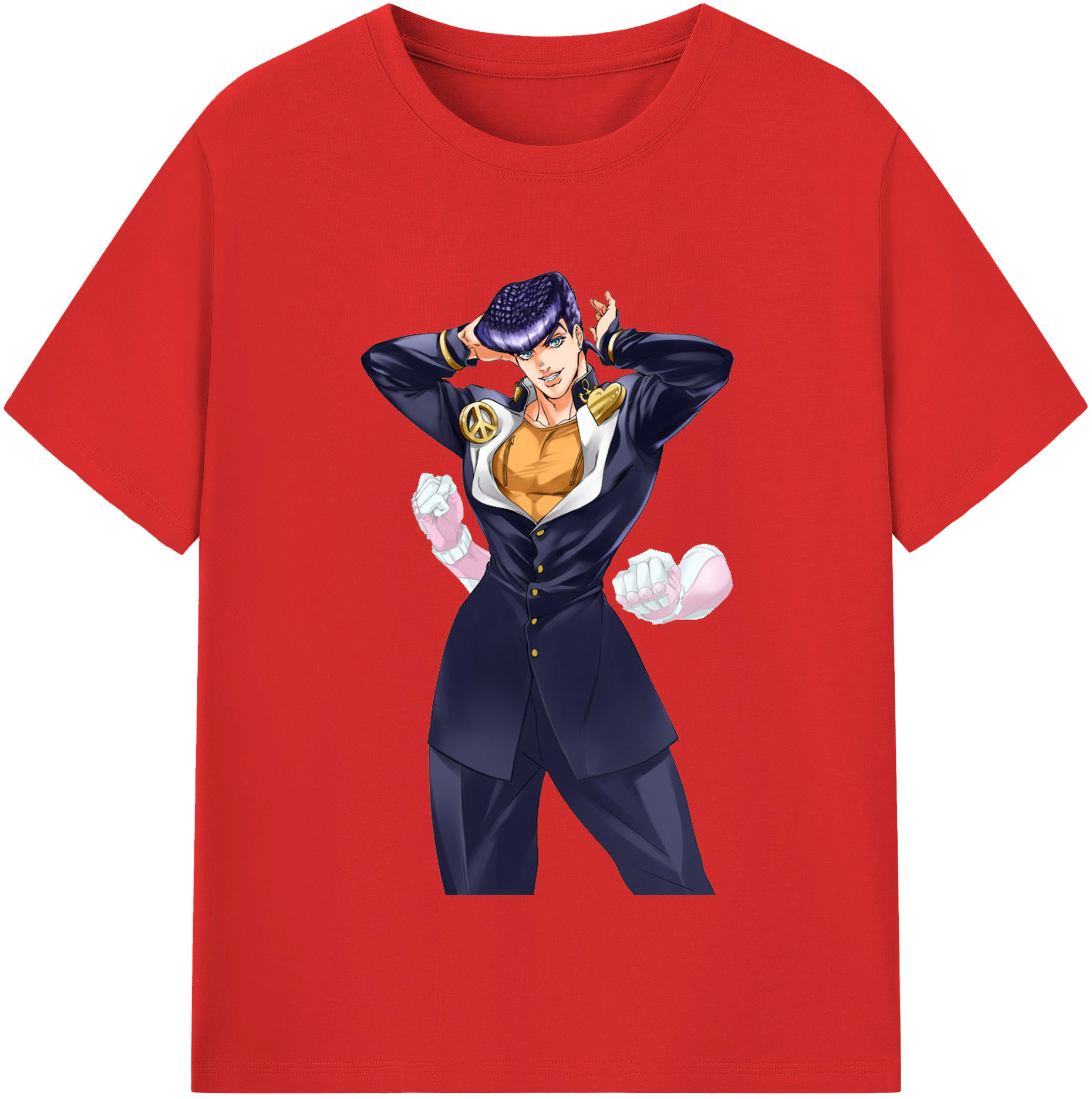 （画像用） ジョジョの奇妙な冒険 ひがしかた じょうすけ JoJo's Bizarre Adventure Higashikata Josuke レディースカジュアルプリントTシャツ（綿100％）