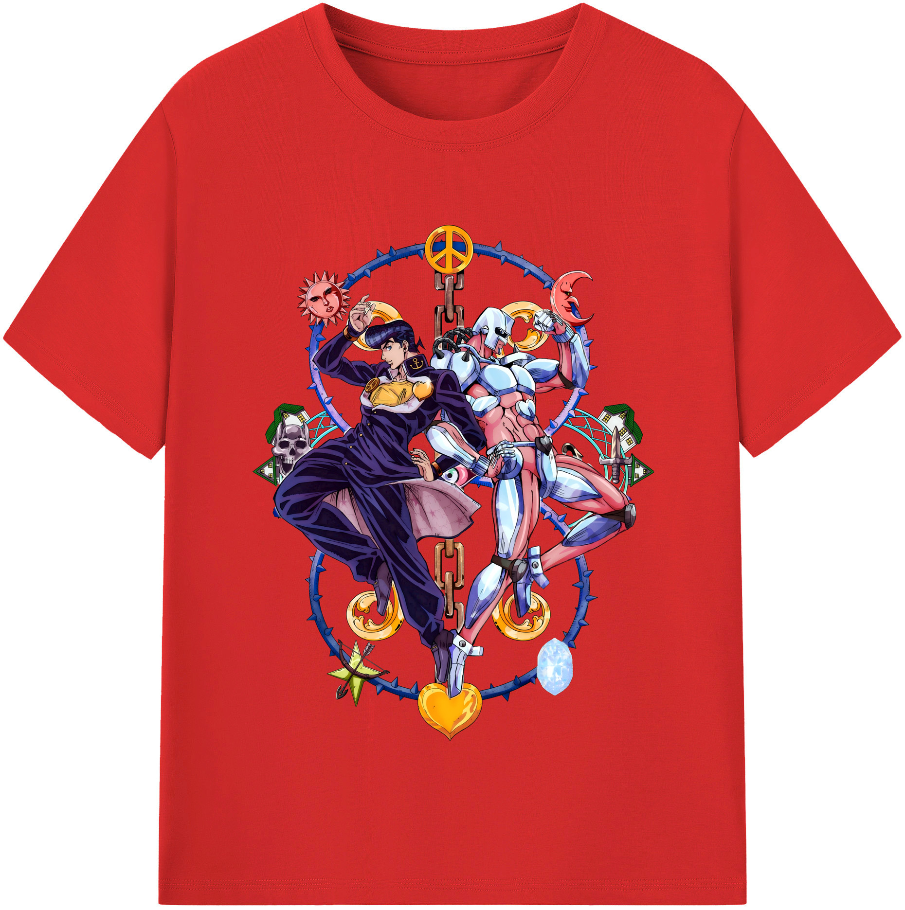 （画像用） ジョジョの奇妙な冒険 ひがしかた じょうすけ JoJo's Bizarre Adventure Higashikata Josuke レディースカジュアルプリントTシャツ（綿100％）