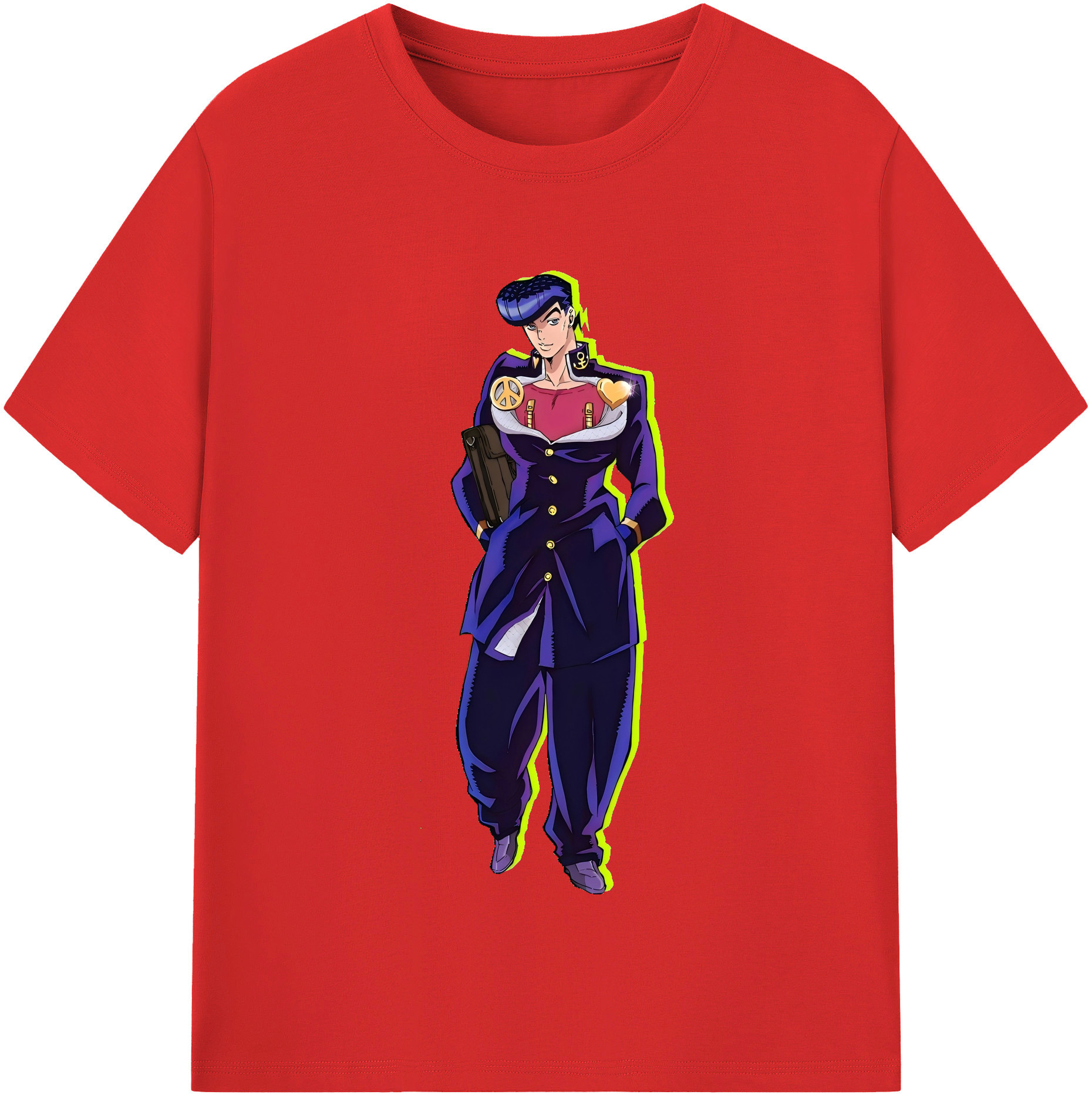 （画像用） ジョジョの奇妙な冒険 ひがしかた じょうすけ JoJo's Bizarre Adventure Higashikata Josuke レディースカジュアルプリントTシャツ（綿100％）