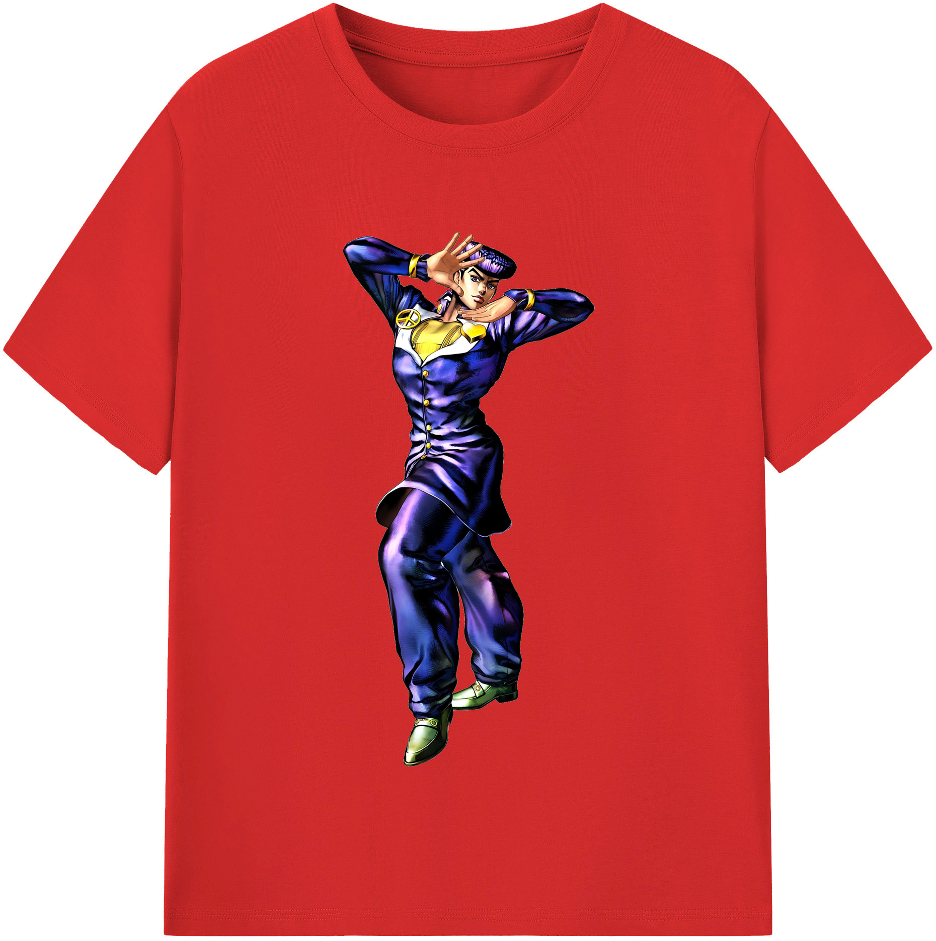 （画像用） ジョジョの奇妙な冒険 ひがしかた じょうすけ JoJo's Bizarre Adventure Higashikata Josuke レディースカジュアルプリントTシャツ（綿100％）