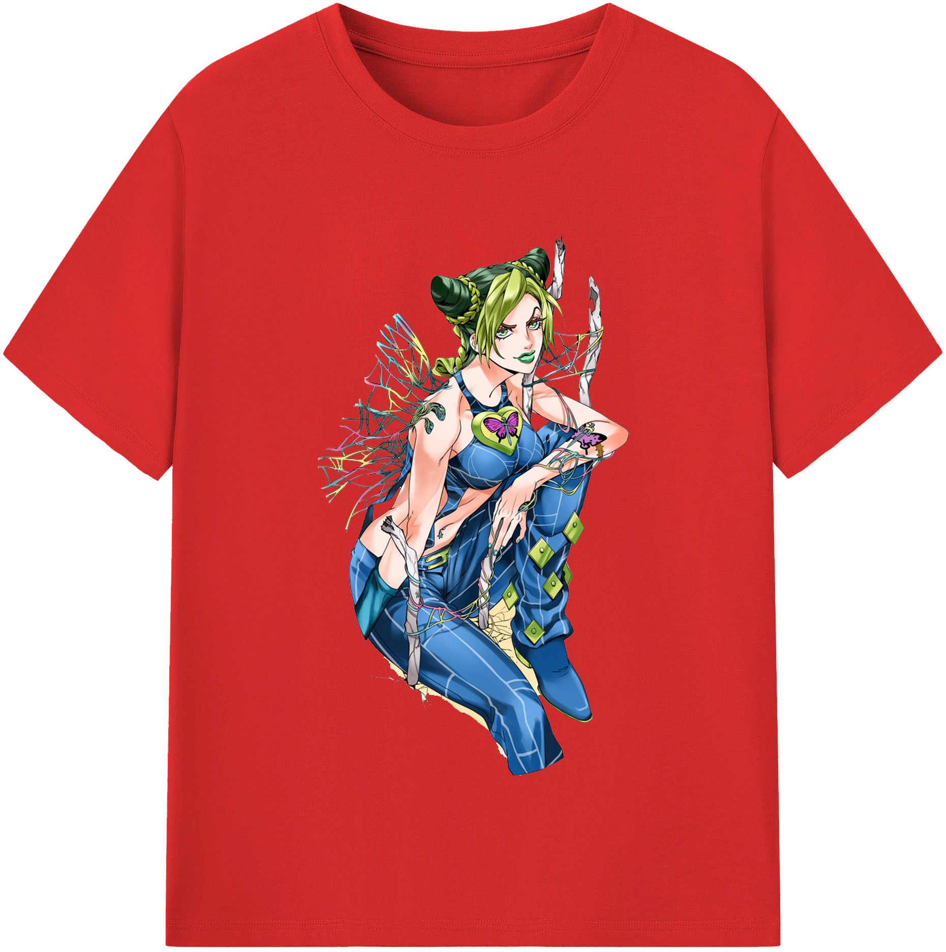 （画像用） "ジョジョの奇妙な冒険 くうじょう ジョリーン JoJo's Bizarre Adventure Jolyne Cujoh " レディースカジュアルプリントTシャツ（綿100％）