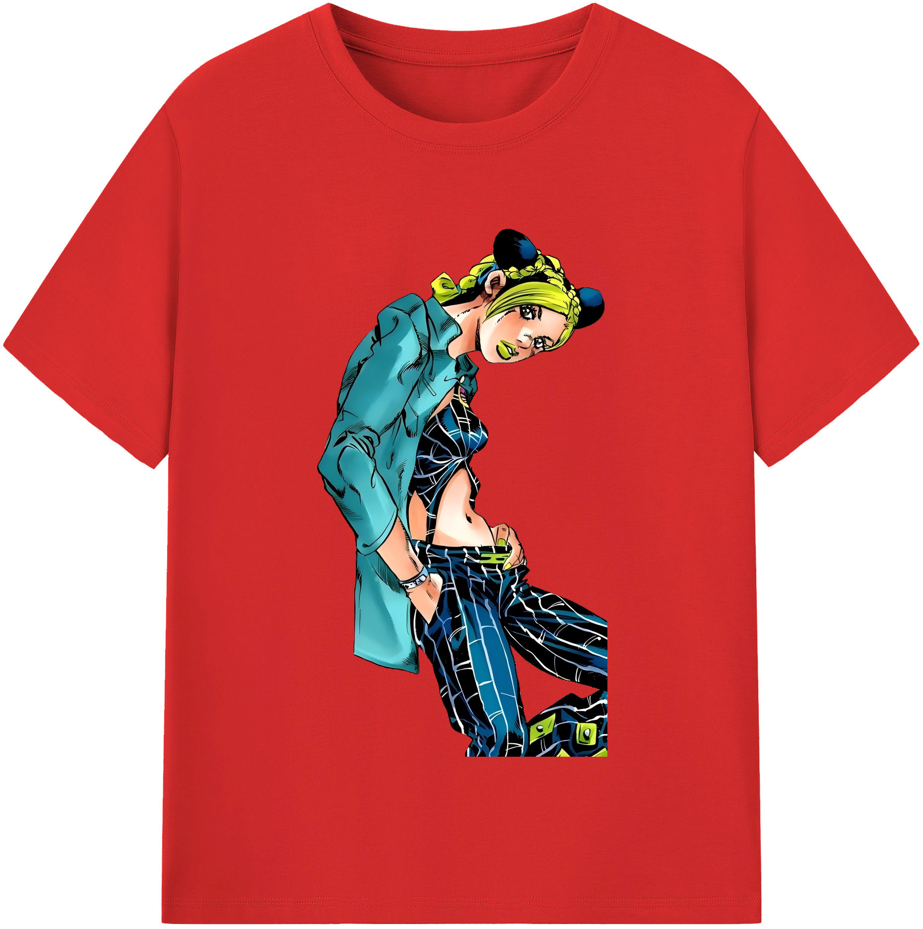 （画像用） "ジョジョの奇妙な冒険 くうじょう ジョリーン JoJo's Bizarre Adventure Jolyne Cujoh " レディースカジュアルプリントTシャツ（綿100％）