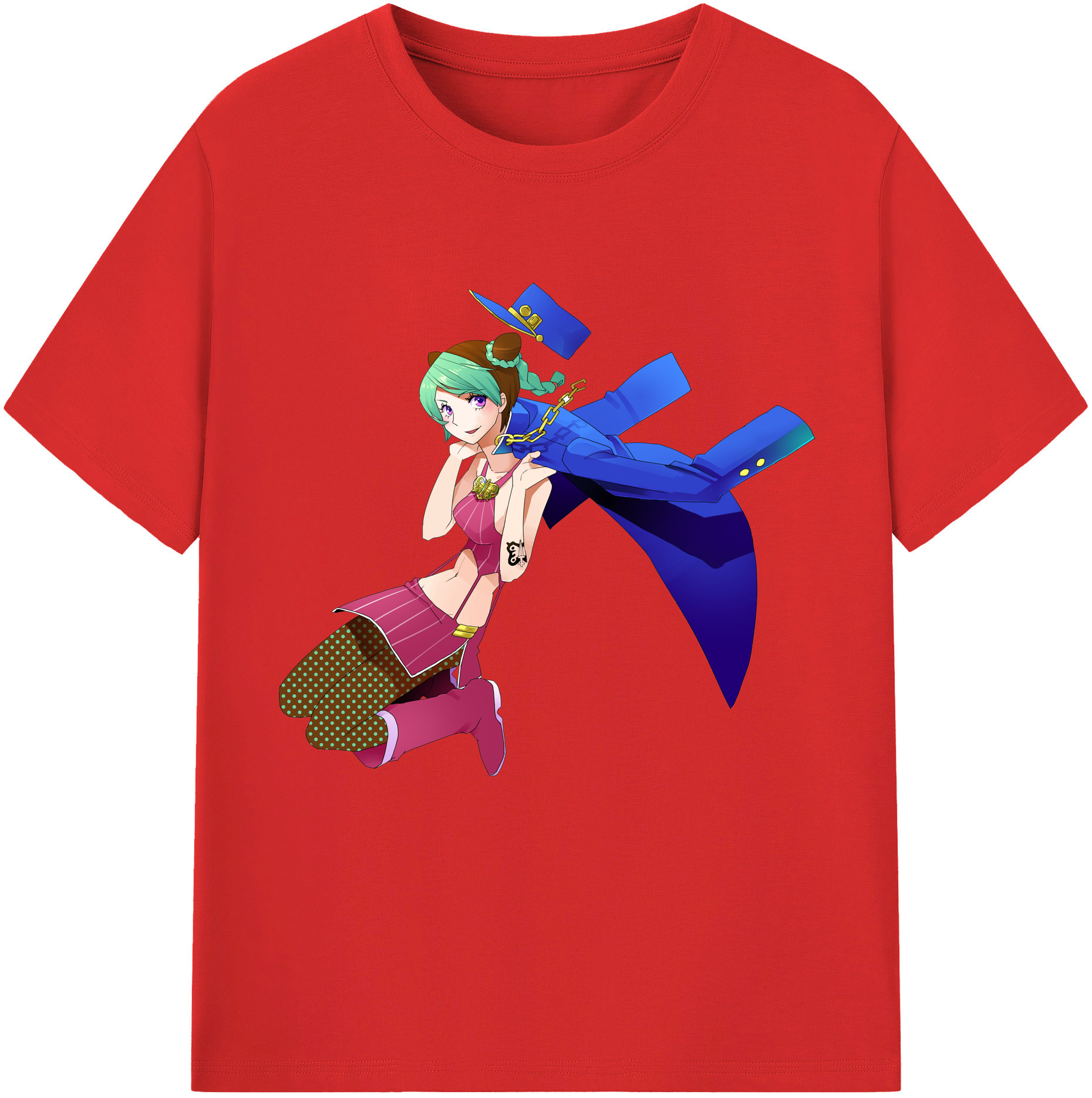 （画像用） "ジョジョの奇妙な冒険 くうじょう ジョリーン JoJo's Bizarre Adventure Jolyne Cujoh " レディースカジュアルプリントTシャツ（綿100％）