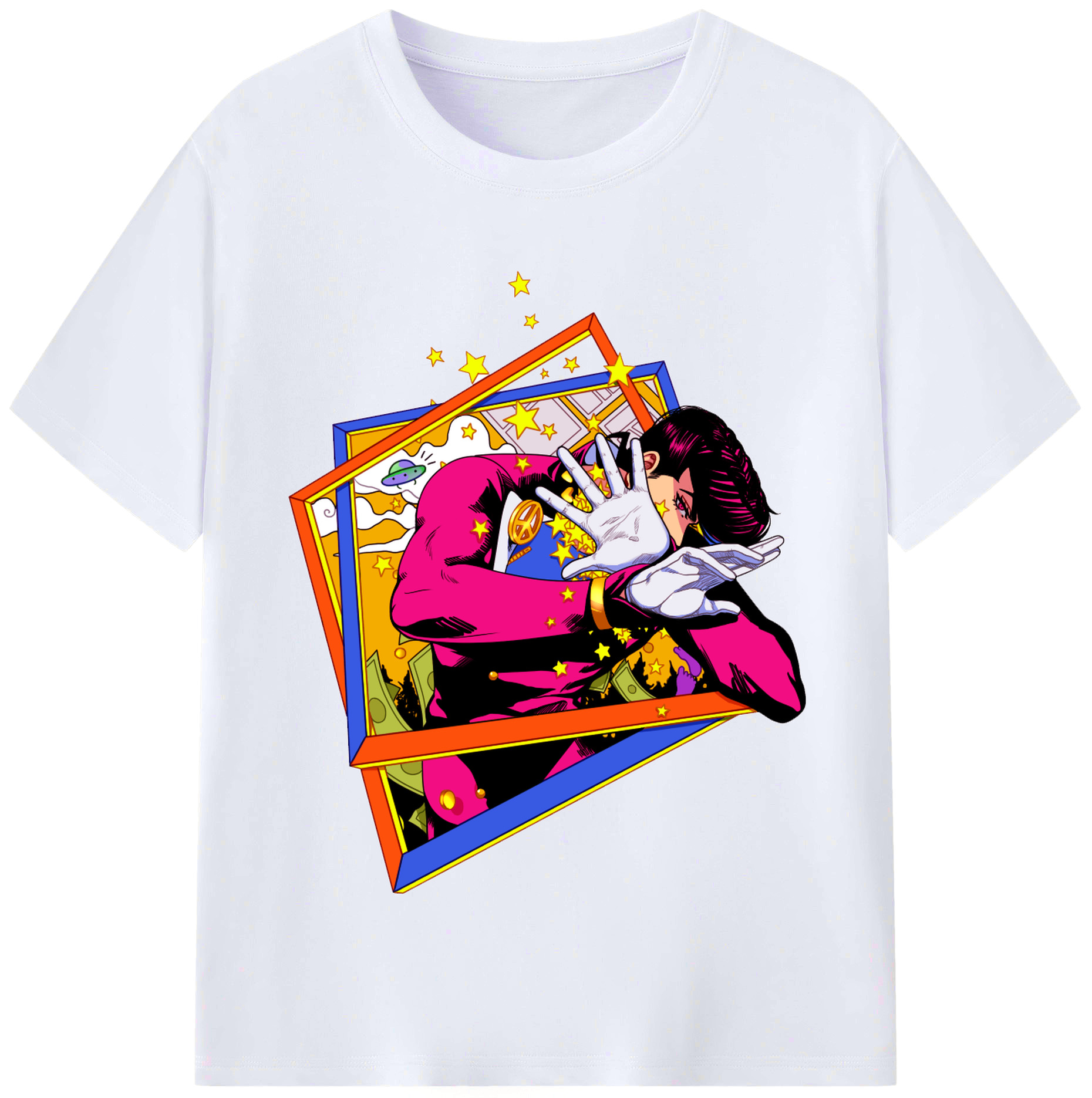 （画像用） ジョジョの奇妙な冒険 ひがしかた じょうすけ JoJo's Bizarre Adventure Higashikata Josuke レディースカジュアルプリントTシャツ（綿100％）