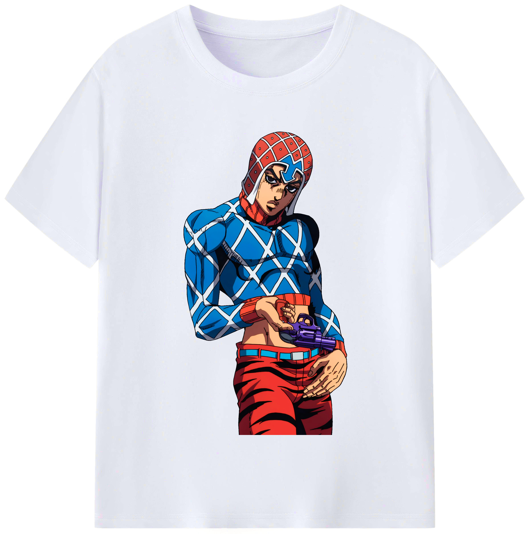（画像用） ジョジョの奇妙な冒険 グイード?ミスタ JoJo's Bizarre Adventure Guido Mista レディースカジュアルプリントTシャツ（綿100％）