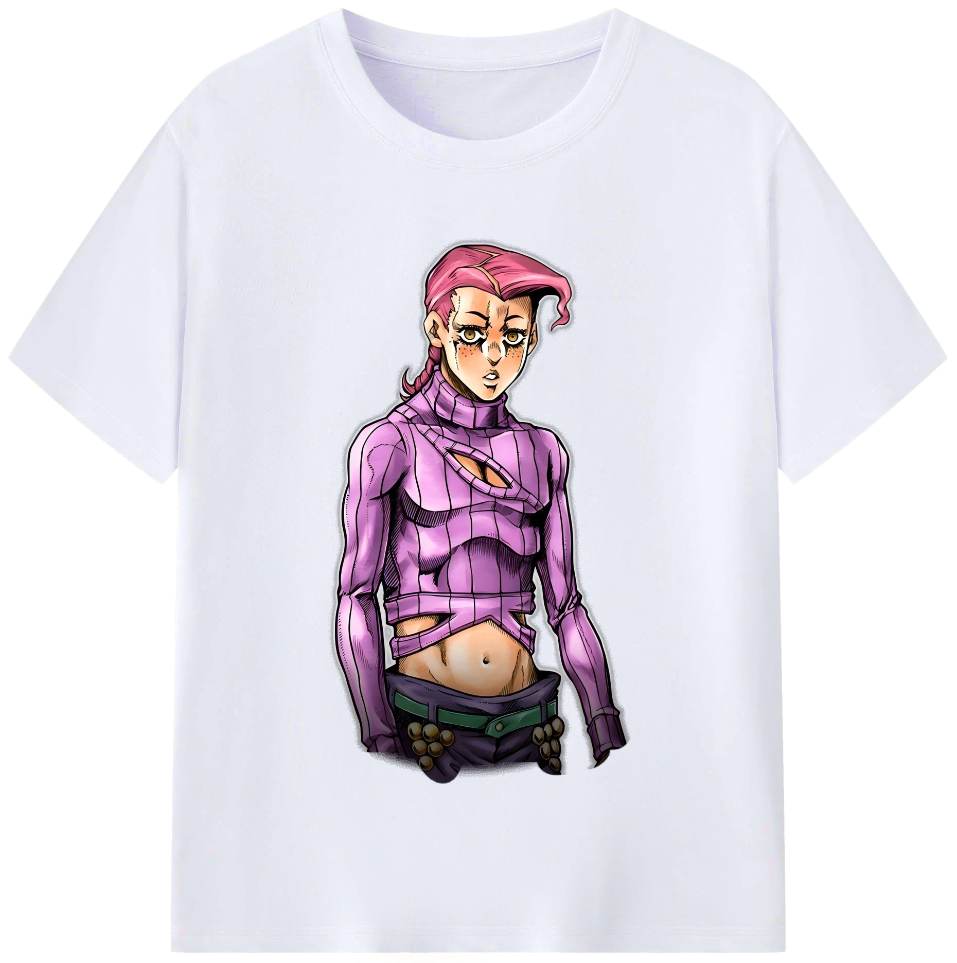 （画像用） ジョジョの奇妙な冒険 ビネガー?ドッピオ JoJo's Bizarre Adventure Vinegar Doppio レディースカジュアルプリントTシャツ（綿100％）