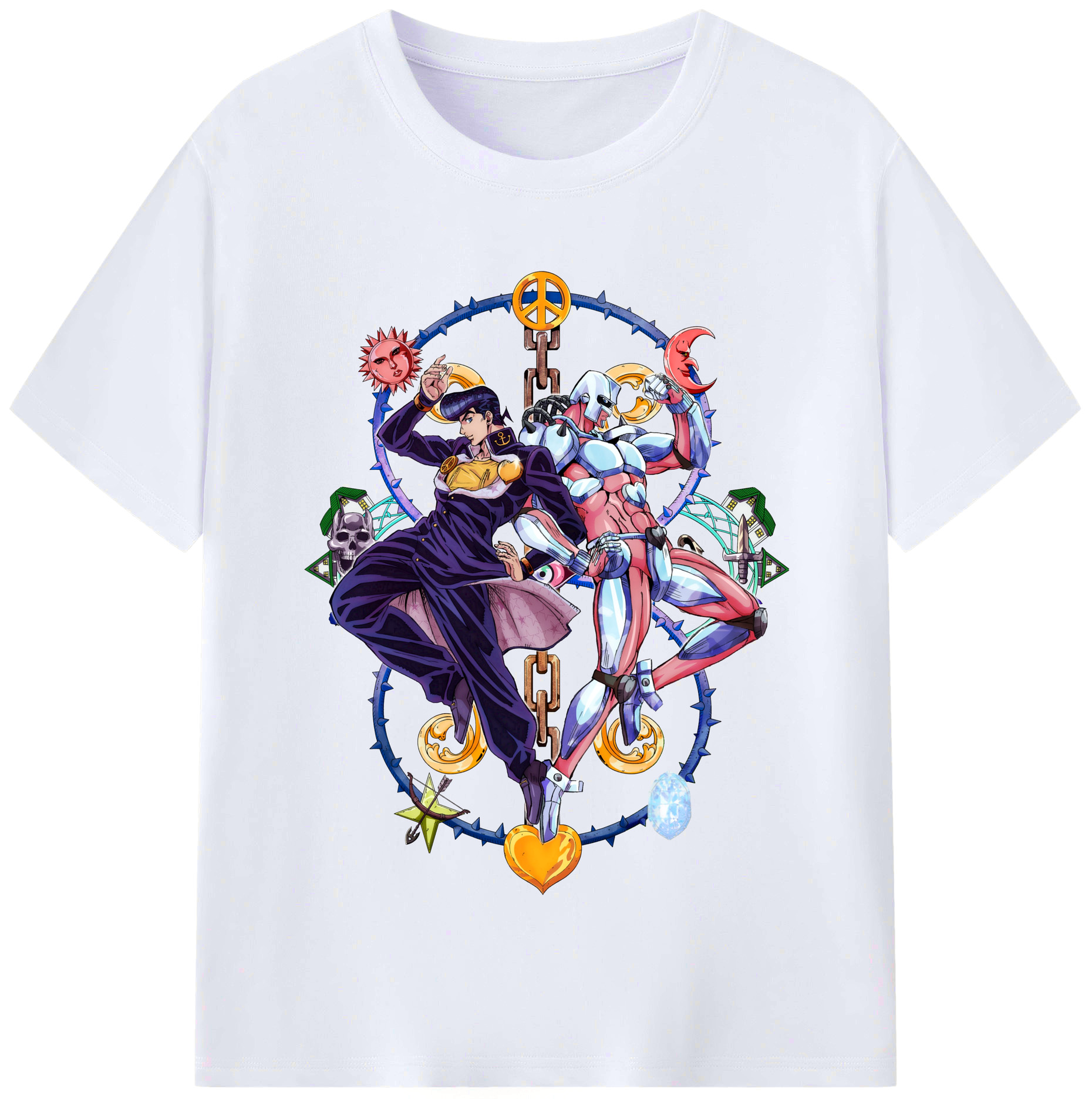 （画像用） ジョジョの奇妙な冒険 ひがしかた じょうすけ JoJo's Bizarre Adventure Higashikata Josuke レディースカジュアルプリントTシャツ（綿100％）