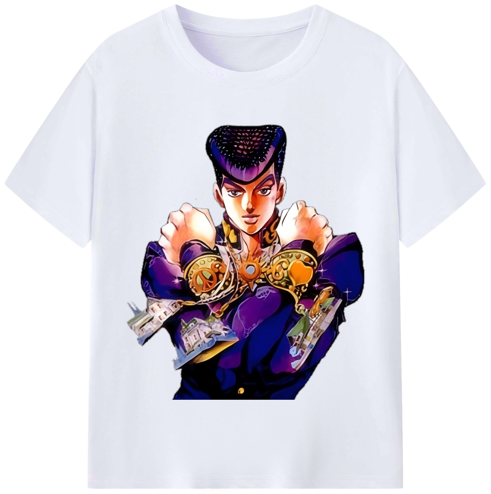 （画像用） ジョジョの奇妙な冒険 ひがしかた じょうすけ JoJo's Bizarre Adventure Higashikata Josuke レディースカジュアルプリントTシャツ（綿100％）