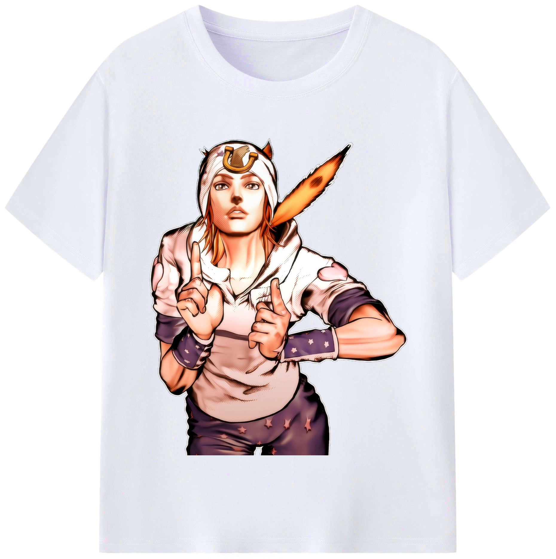 （画像用） ジョジョの奇妙な冒険 ジョナサン?ジョースター JoJo's Bizarre Adventure Jonathan Joestar レディースカジュアルプリントTシャツ（綿100％）