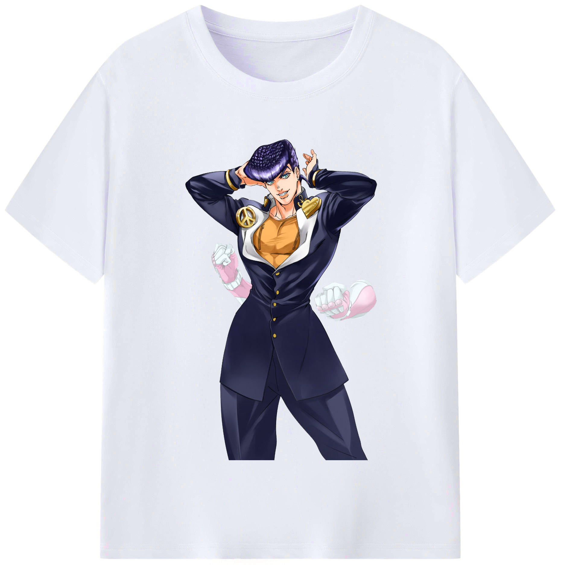 （画像用） ジョジョの奇妙な冒険 ひがしかた じょうすけ JoJo's Bizarre Adventure Higashikata Josuke レディースカジュアルプリントTシャツ（綿100％）