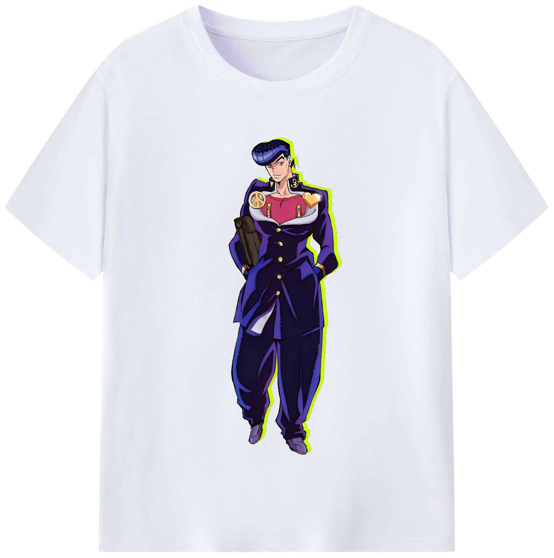 （画像用） ジョジョの奇妙な冒険 ひがしかた じょうすけ JoJo's Bizarre Adventure Higashikata Josuke レディースカジュアルプリントTシャツ（綿100％）