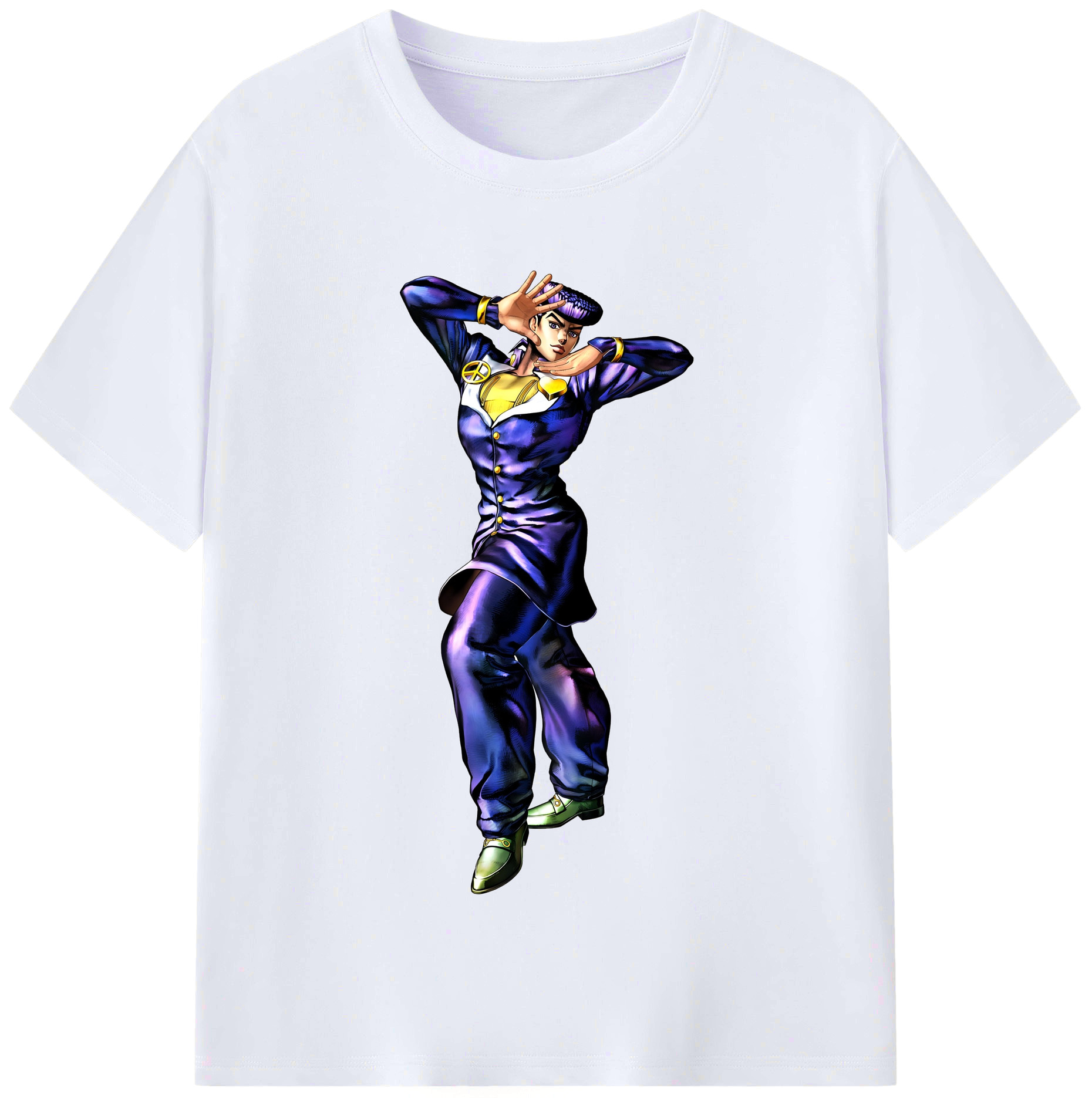 （画像用） ジョジョの奇妙な冒険 ひがしかた じょうすけ JoJo's Bizarre Adventure Higashikata Josuke レディースカジュアルプリントTシャツ（綿100％）