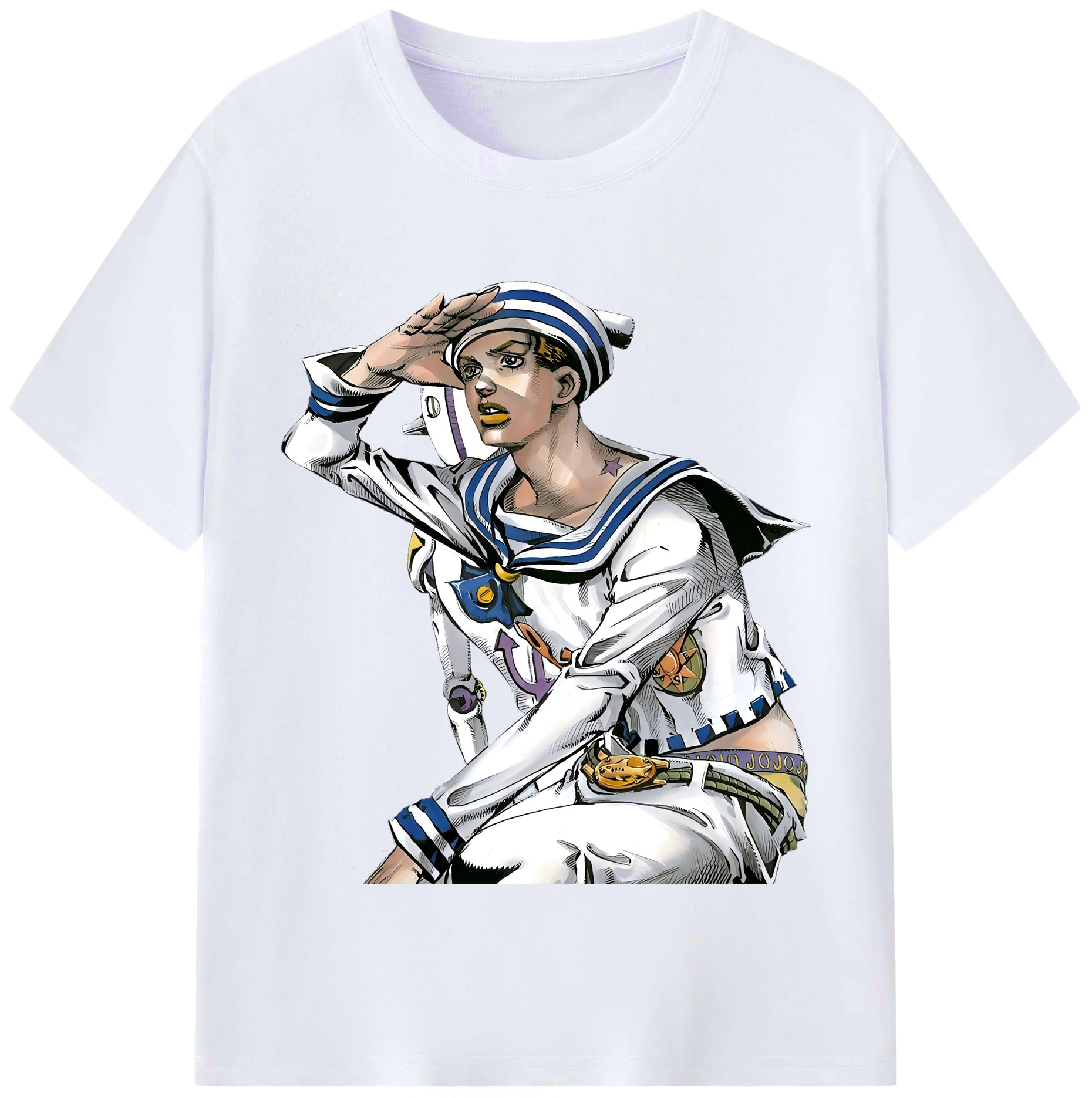 （画像用） ジョジョの奇妙な冒険 東方定助 JoJo's Bizarre Adventure Higashikata Josuke レディースカジュアルプリントTシャツ（綿100％）