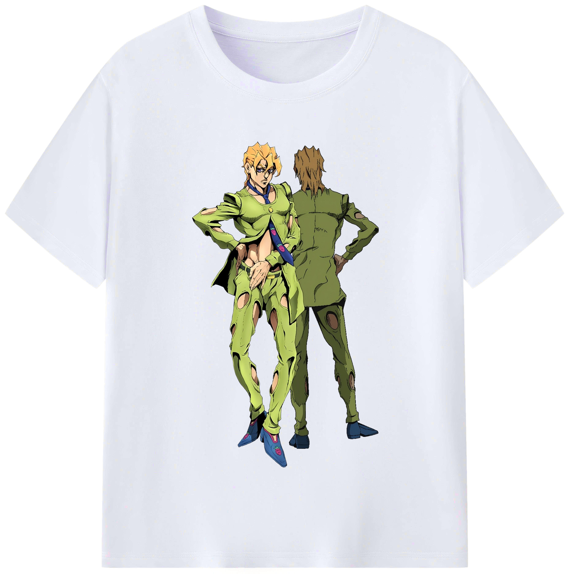 （画像用） ジョジョの奇妙な冒険 パンナコッタ?フー JoJo's Bizarre Adventure Pannacotta Fugo レディースカジュアルプリントTシャツ（綿100％）