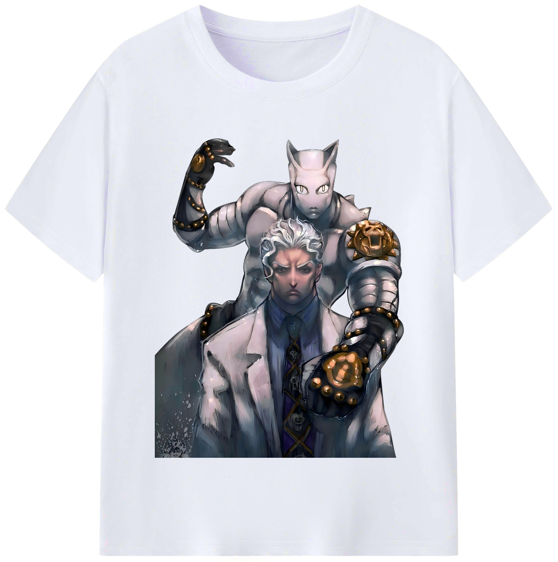 （画像用） ジョジョの奇妙な冒険 きら よしかげ JoJo's Bizarre Adventure Kira Yoshikage レディースカジュアルプリントTシャツ（綿100％）