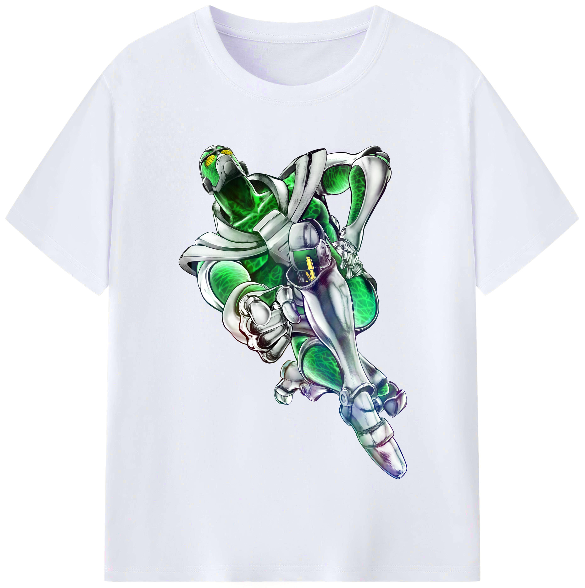 （画像用） ジョジョの奇妙な冒険 花京院 典明（かきょういん のりあき） JoJo's Bizarre Adventure Kakyoin Noriaki レディースカジュアルプリントTシャツ（綿100％）