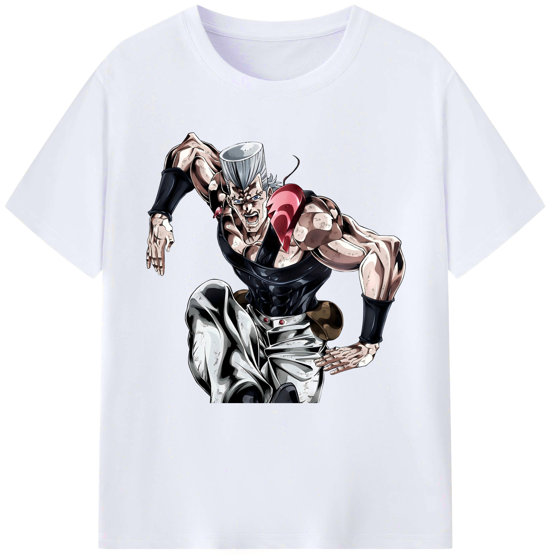 （画像用） ジョジョの奇妙な冒険 ジャン＝ピエール?ポルナレフ JoJo's Bizarre Adventure Jan Pierre Polnareff レディースカジュアルプリントTシャツ（綿100％）