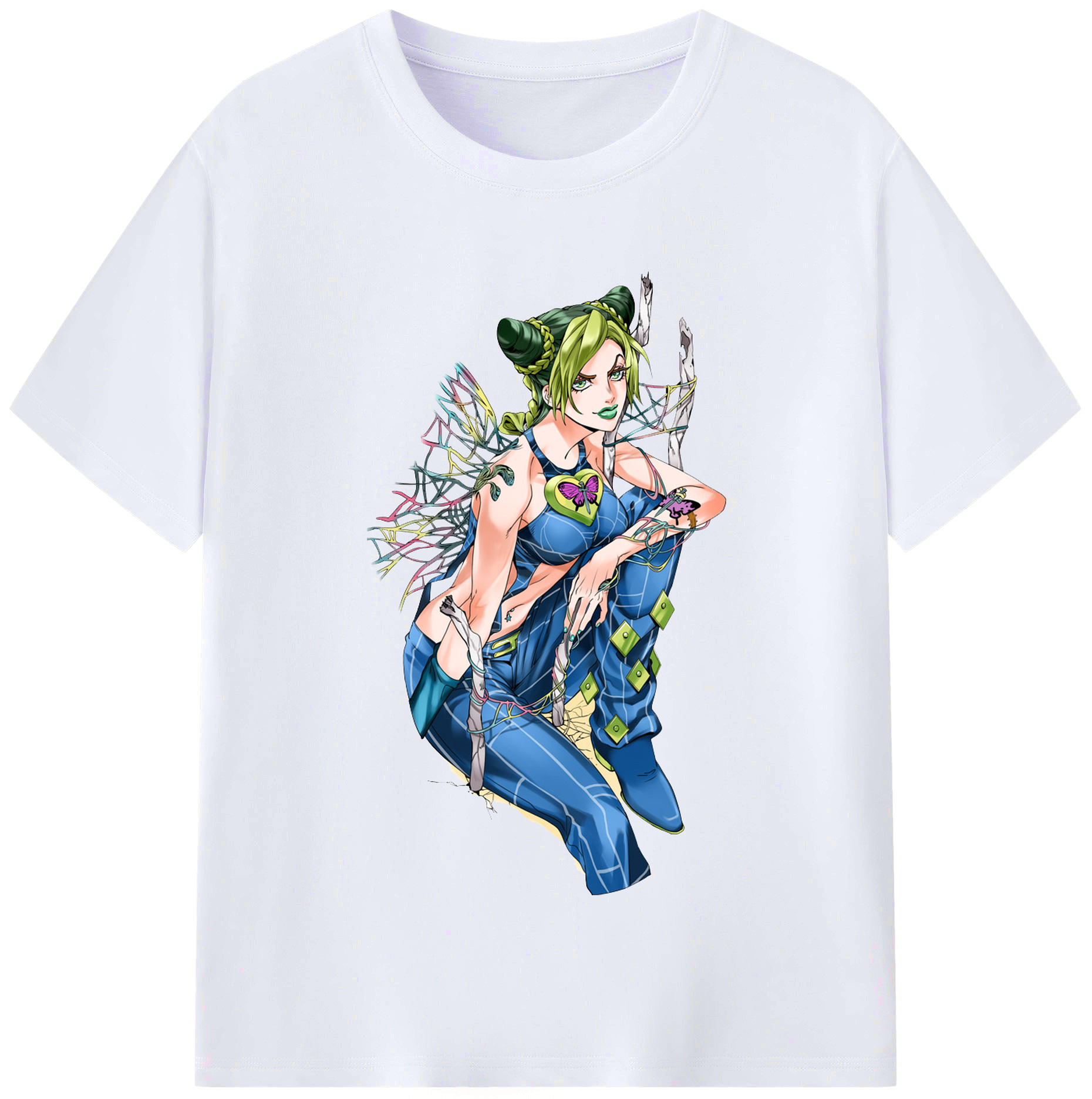 （画像用） "ジョジョの奇妙な冒険 くうじょう ジョリーン JoJo's Bizarre Adventure Jolyne Cujoh " レディースカジュアルプリントTシャツ（綿100％）