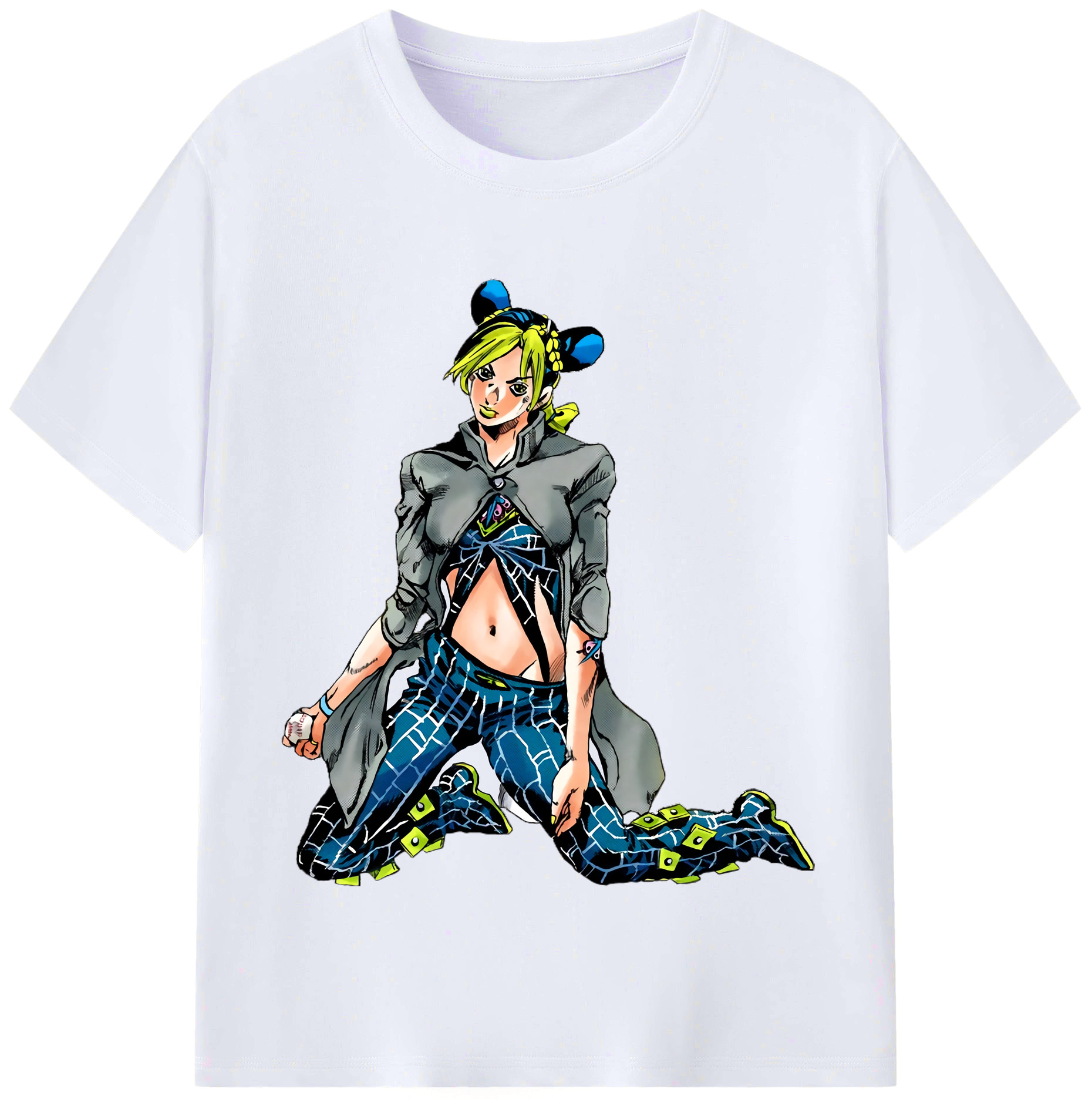 （画像用） "ジョジョの奇妙な冒険 くうじょう ジョリーン JoJo's Bizarre Adventure Jolyne Cujoh " レディースカジュアルプリントTシャツ（綿100％）