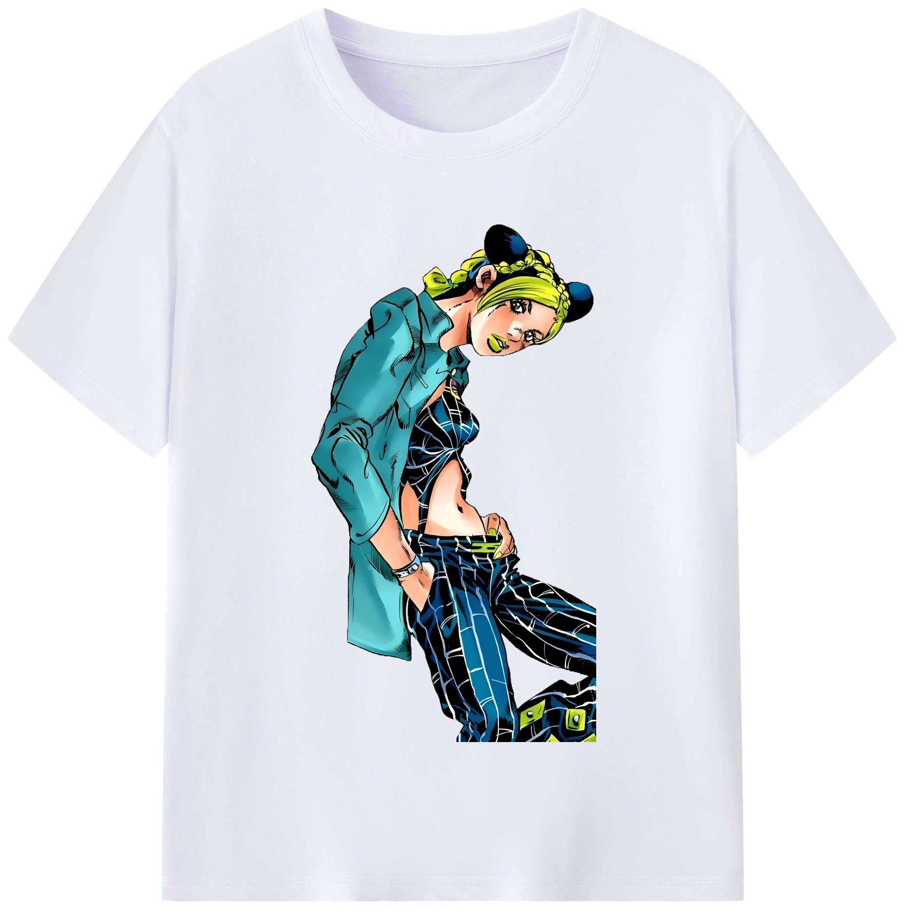 （画像用） "ジョジョの奇妙な冒険 くうじょう ジョリーン JoJo's Bizarre Adventure Jolyne Cujoh " レディースカジュアルプリントTシャツ（綿100％）
