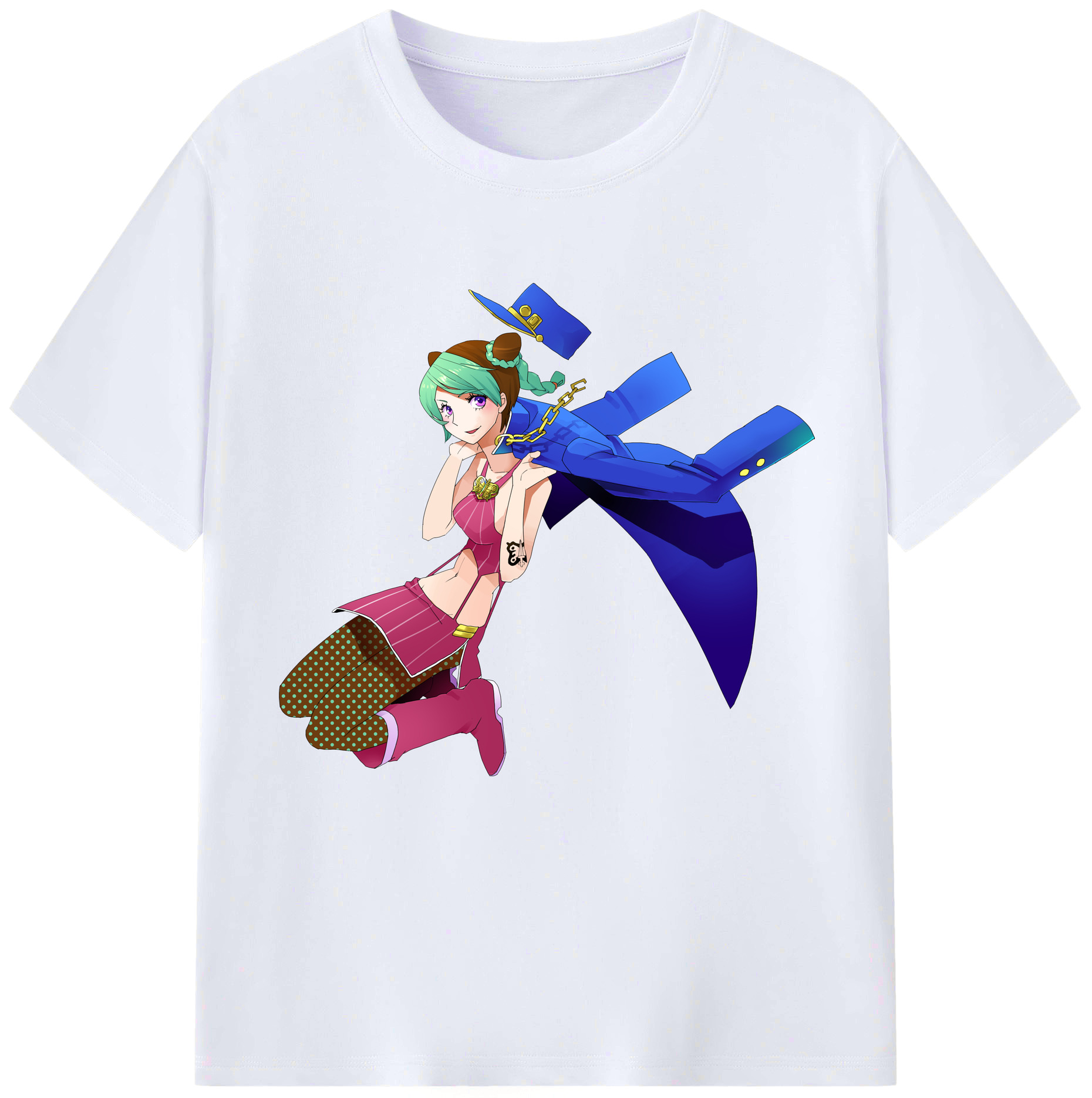 （画像用） "ジョジョの奇妙な冒険 くうじょう ジョリーン JoJo's Bizarre Adventure Jolyne Cujoh " レディースカジュアルプリントTシャツ（綿100％）
