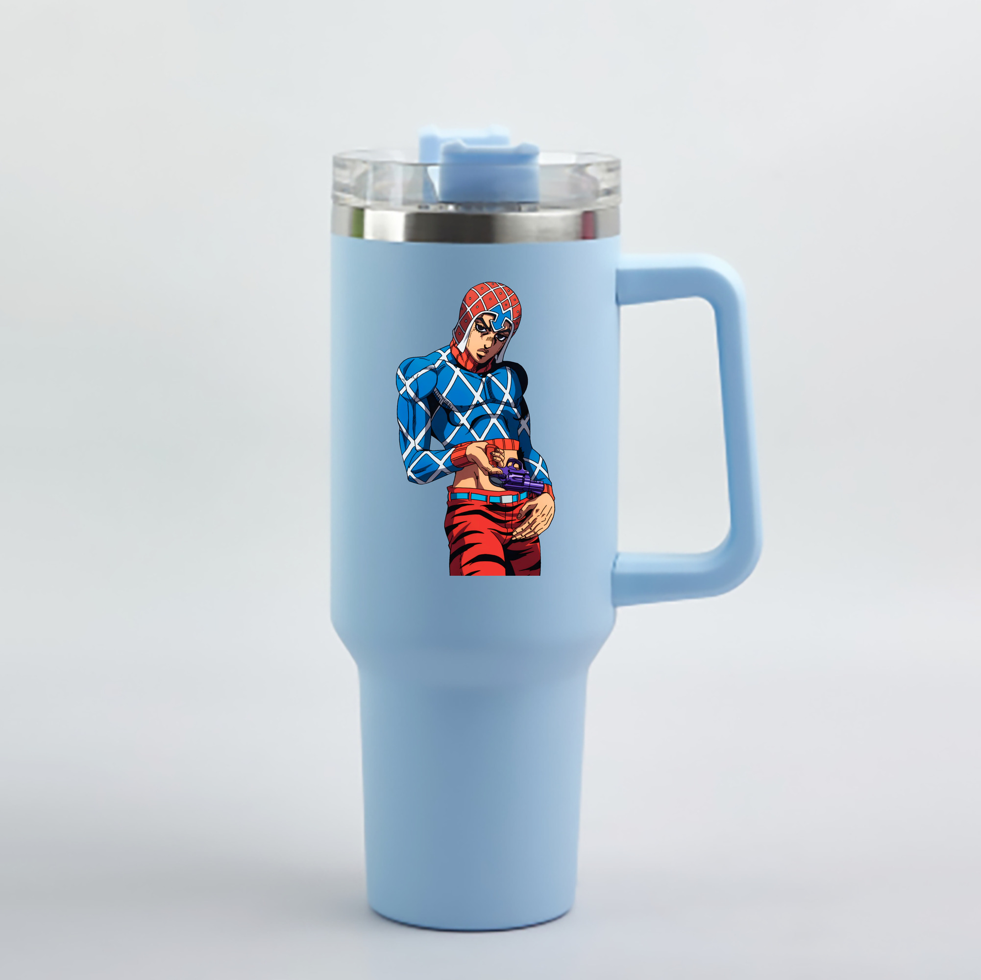 （画像用） ジョジョの奇妙な冒険 グイード?ミスタ JoJo's Bizarre Adventure Guido Mista 1200mL車用タンブラー - クリスタルステッカー（プラスチックストロー付き）