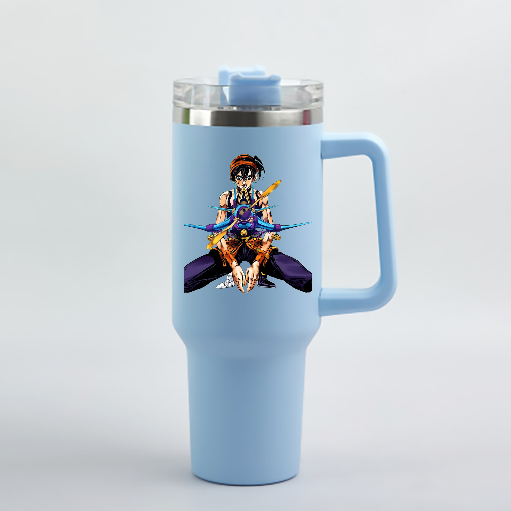 （画像用） ジョジョの奇妙な冒険 ナランチャ?ギルガ JoJo's Bizarre Adventure Narancia Ghirga 1200mL車用タンブラー - クリスタルステッカー（プラスチックストロー付き）