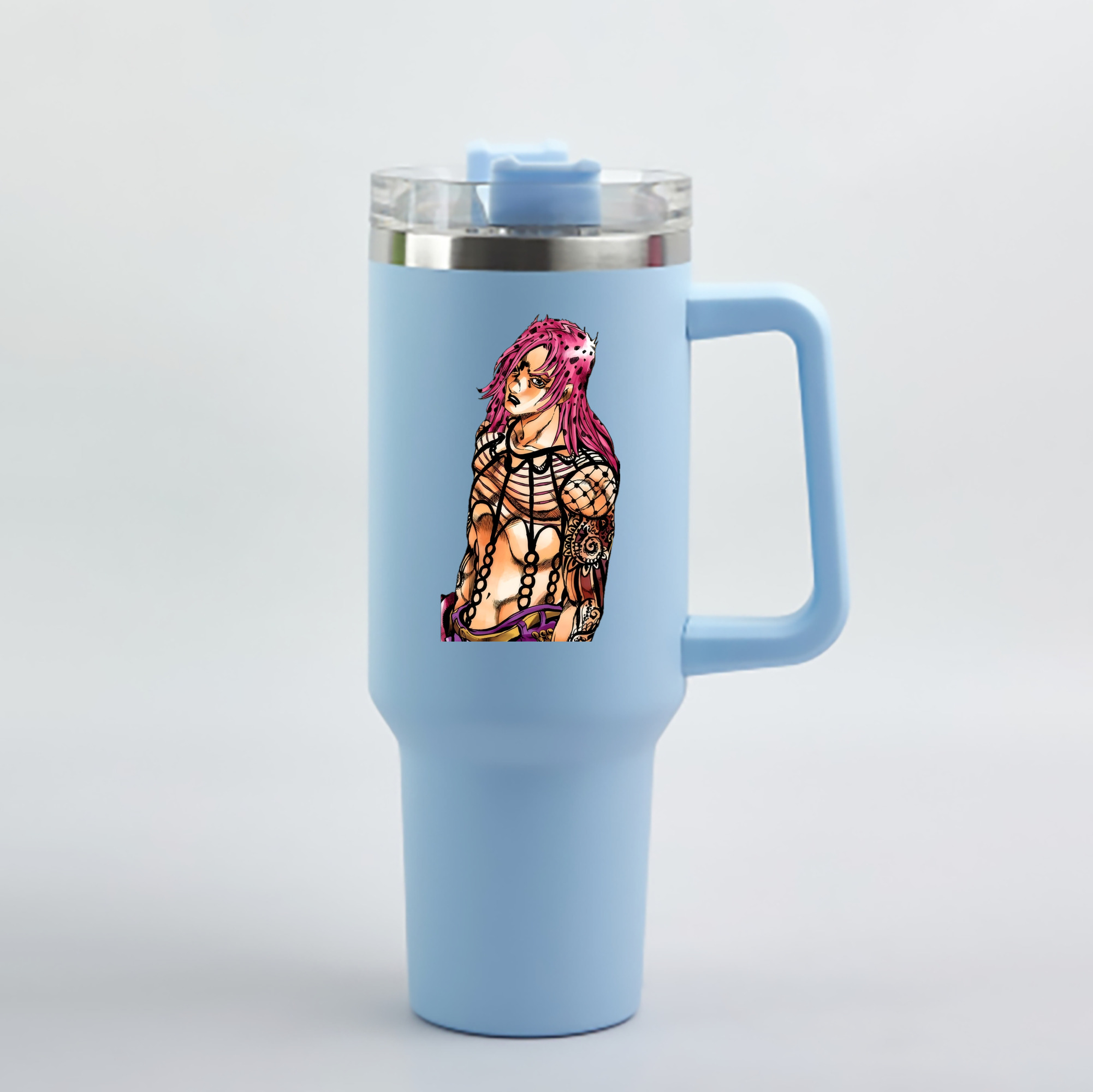 （画像用） ジョジョの奇妙な冒険 ビネガー?ドッピオ JoJo's Bizarre Adventure Vinegar Doppio 1200mL車用タンブラー - クリスタルステッカー（プラスチックストロー付き）