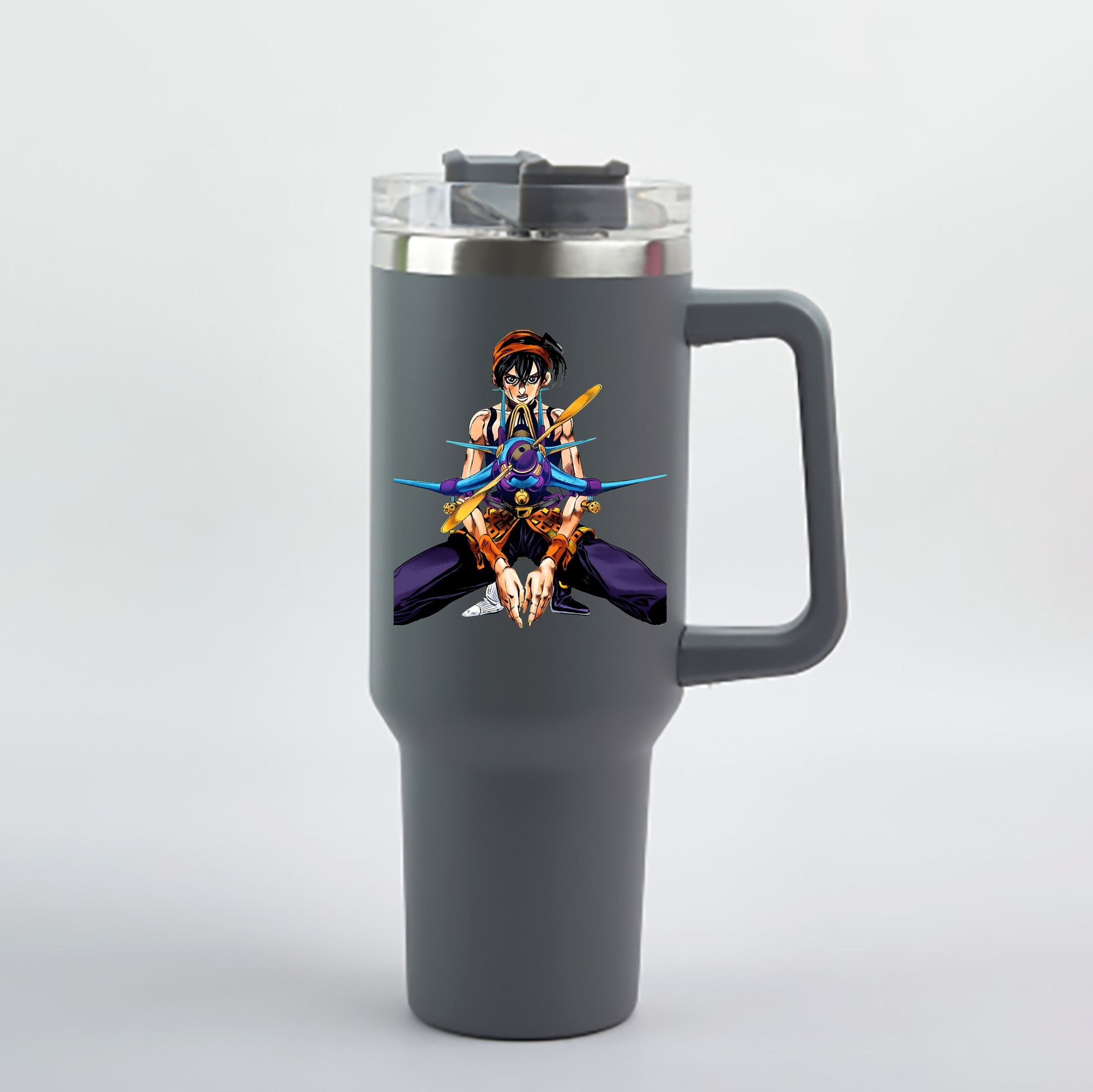 （画像用） ジョジョの奇妙な冒険 ナランチャ?ギルガ JoJo's Bizarre Adventure Narancia Ghirga 1200mL車用タンブラー - クリスタルステッカー（プラスチックストロー付き）
