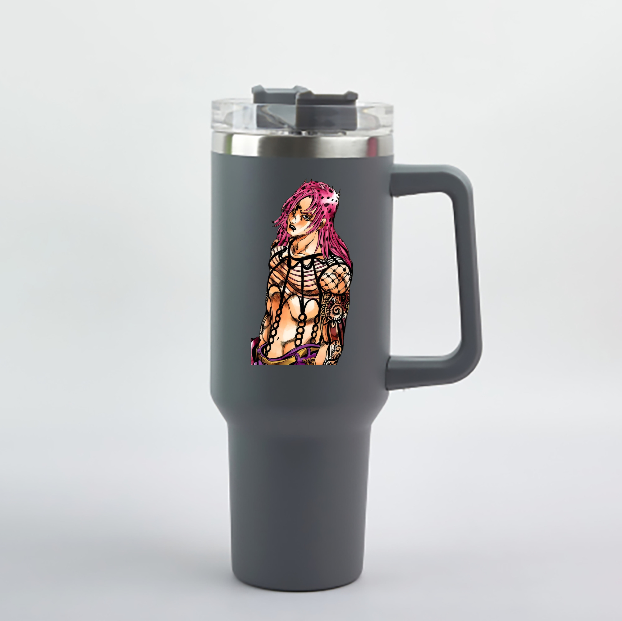 （画像用） ジョジョの奇妙な冒険 ビネガー?ドッピオ JoJo's Bizarre Adventure Vinegar Doppio 1200mL車用タンブラー - クリスタルステッカー（プラスチックストロー付き）