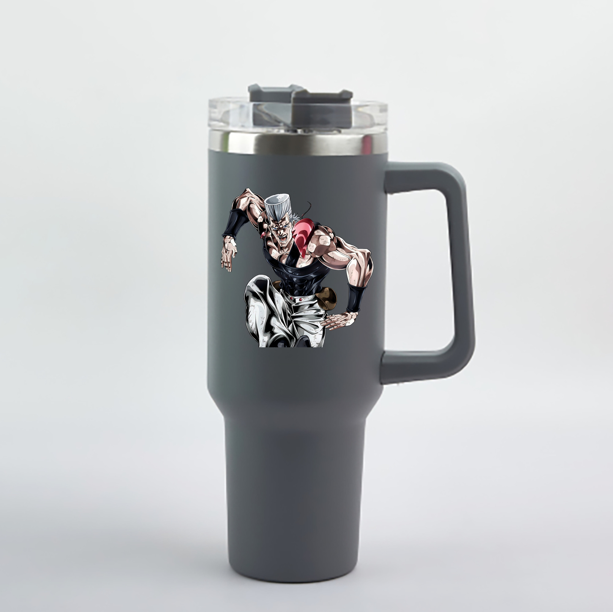 （画像用） ジョジョの奇妙な冒険 ジャン＝ピエール?ポルナレフ JoJo's Bizarre Adventure Jan Pierre Polnareff 1200mL車用タンブラー - クリスタルステッカー（プラスチックストロー付き）