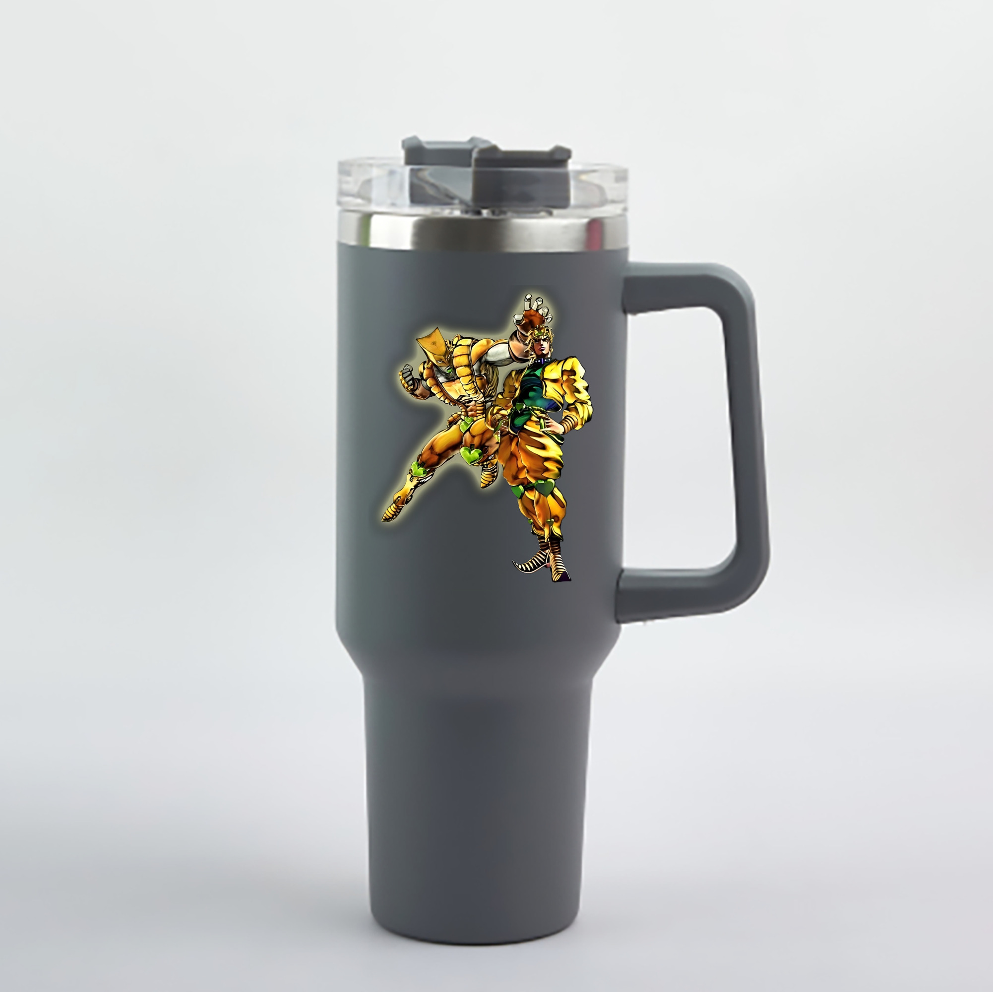 （画像用） ジョジョの奇妙な冒険 ディオ?ブランドー JoJo's Bizarre Adventure Dio Brando 1200mL車用タンブラー - クリスタルステッカー（プラスチックストロー付き）