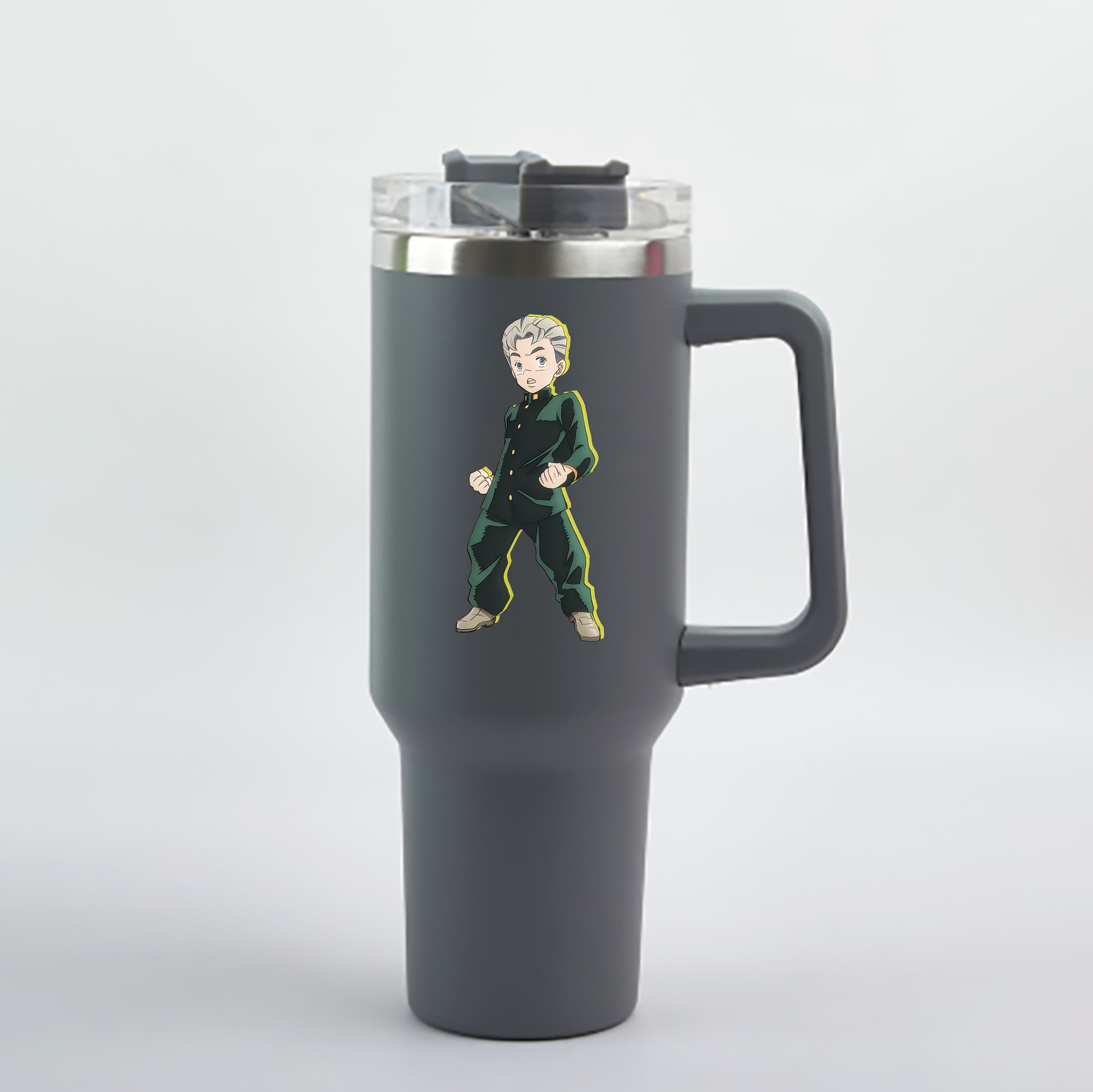 （画像用） ジョジョの奇妙な冒険 広瀨康一 JoJo's Bizarre Adventure Hirose Koichi 1200mL車用タンブラー - クリスタルステッカー（プラスチックストロー付き）