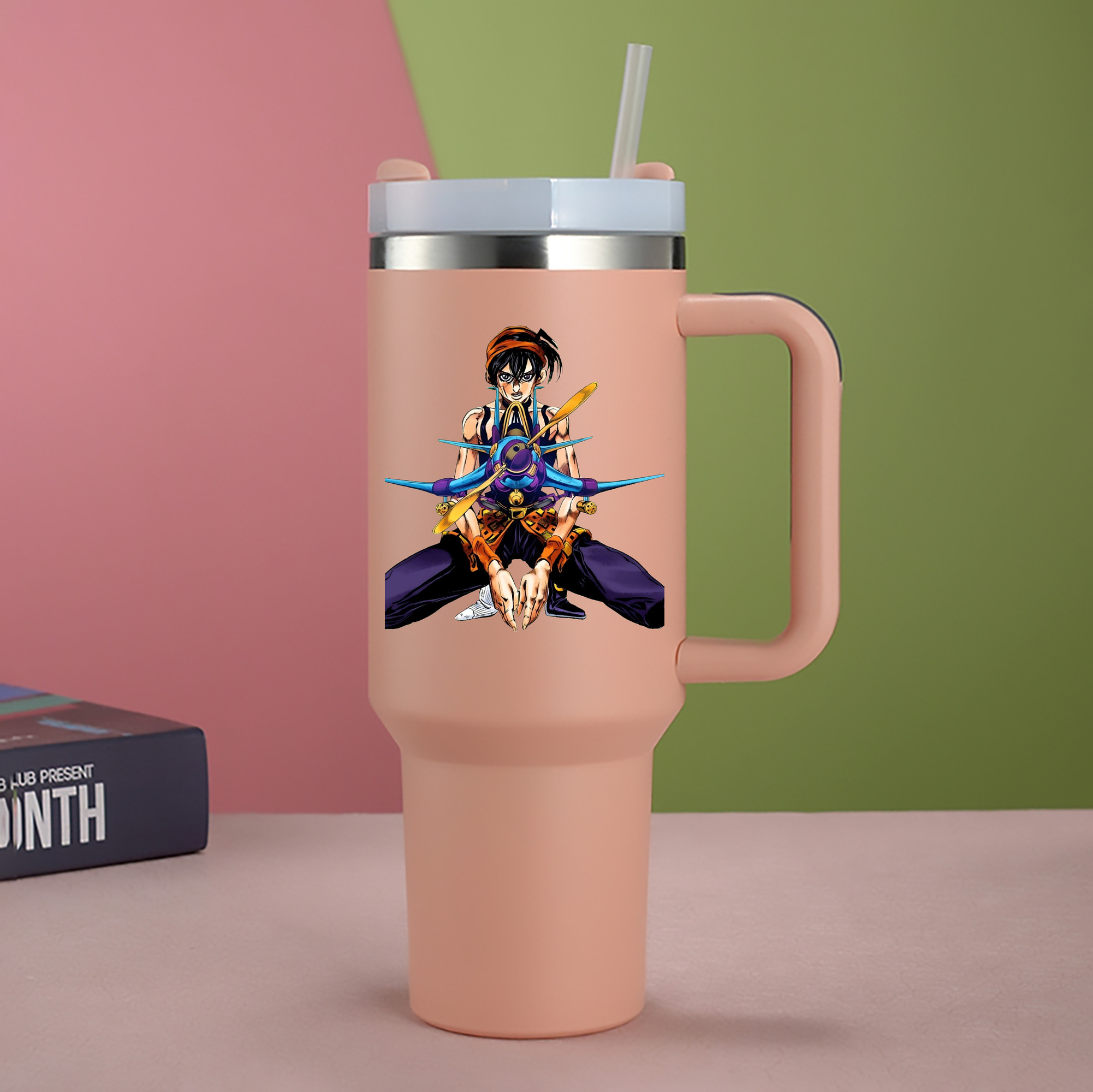 （画像用） ジョジョの奇妙な冒険 ナランチャ?ギルガ JoJo's Bizarre Adventure Narancia Ghirga 1200mL車用タンブラー - クリスタルステッカー（プラスチックストロー付き）