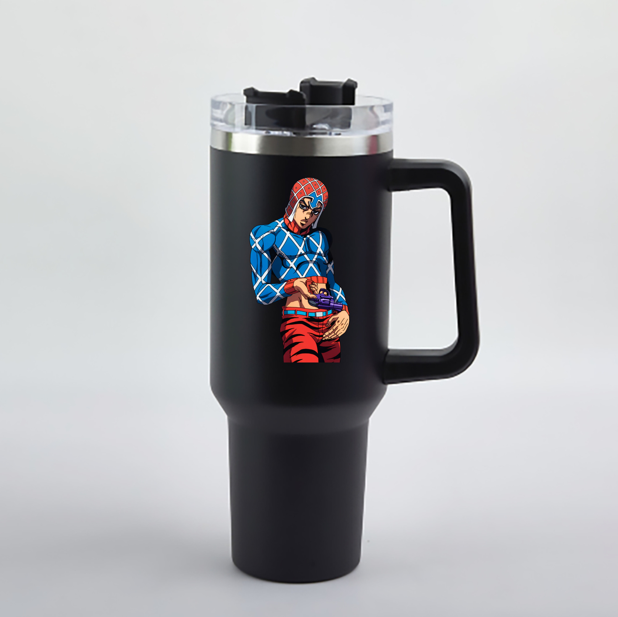 （画像用） ジョジョの奇妙な冒険 グイード?ミスタ JoJo's Bizarre Adventure Guido Mista 1200mL車用タンブラー - クリスタルステッカー（プラスチックストロー付き）