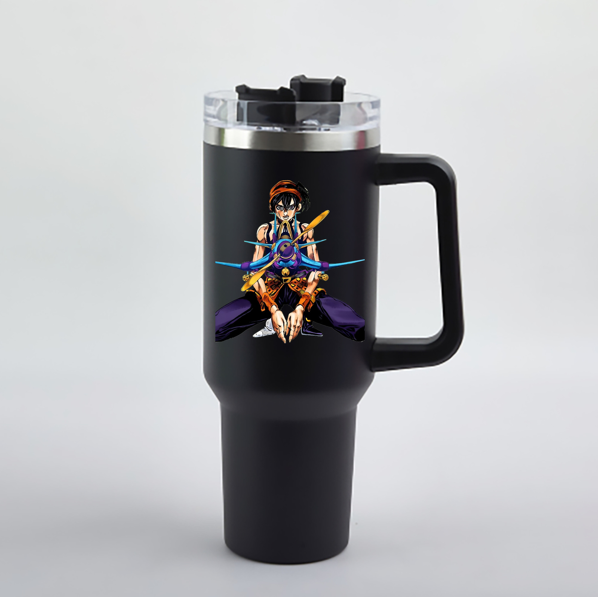（画像用） ジョジョの奇妙な冒険 ナランチャ?ギルガ JoJo's Bizarre Adventure Narancia Ghirga 1200mL車用タンブラー - クリスタルステッカー（プラスチックストロー付き）