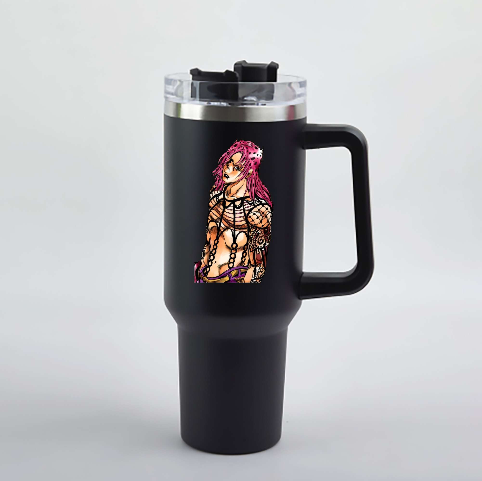 （画像用） ジョジョの奇妙な冒険 ビネガー?ドッピオ JoJo's Bizarre Adventure Vinegar Doppio 1200mL車用タンブラー - クリスタルステッカー（プラスチックストロー付き）