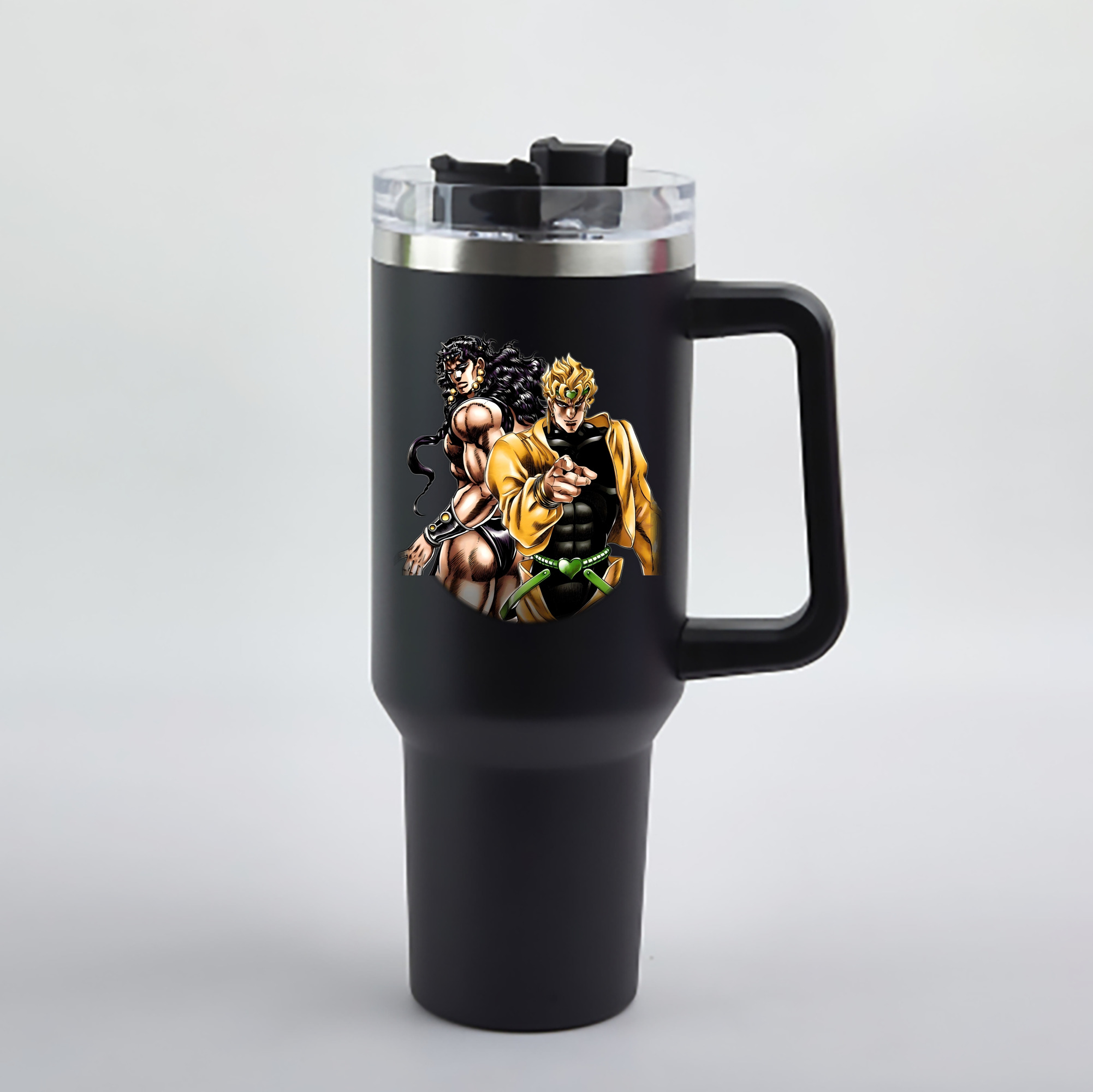 （画像用） ジョジョの奇妙な冒険 ディオ?ブランドー JoJo's Bizarre Adventure Dio Brando 1200mL車用タンブラー - クリスタルステッカー（プラスチックストロー付き）