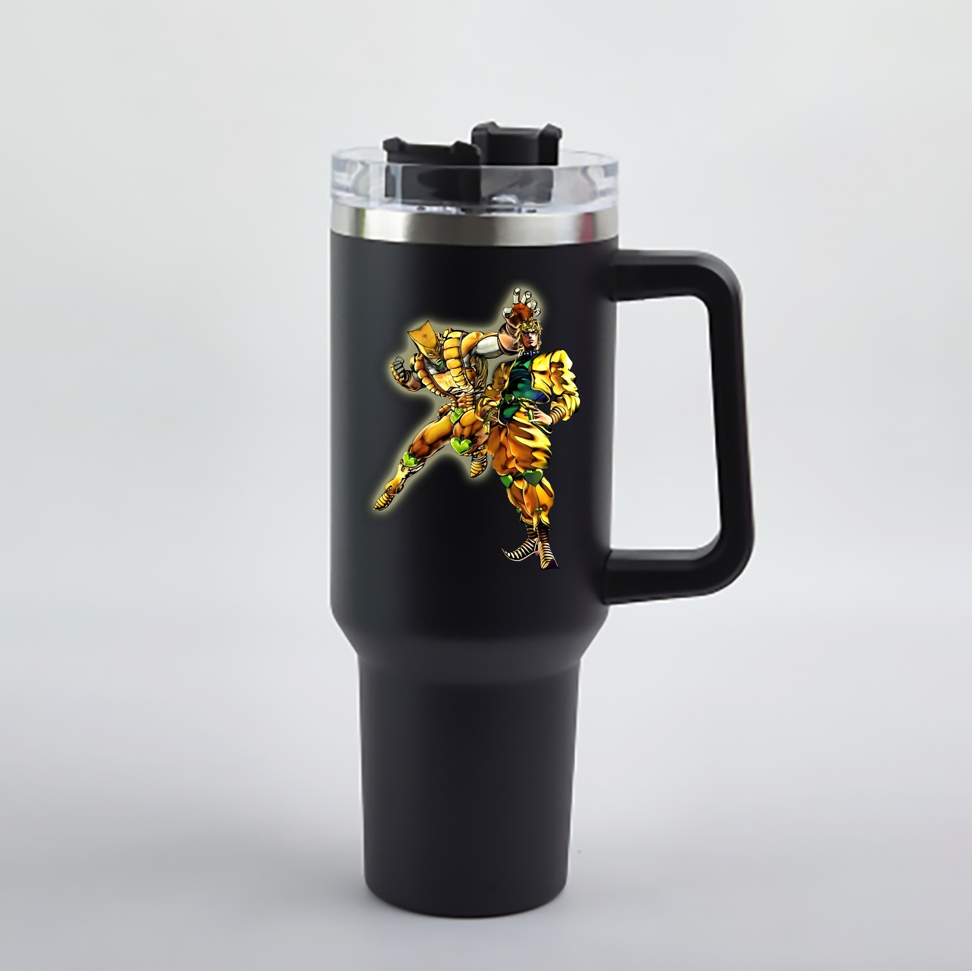 （画像用） ジョジョの奇妙な冒険 ディオ?ブランドー JoJo's Bizarre Adventure Dio Brando 1200mL車用タンブラー - クリスタルステッカー（プラスチックストロー付き）