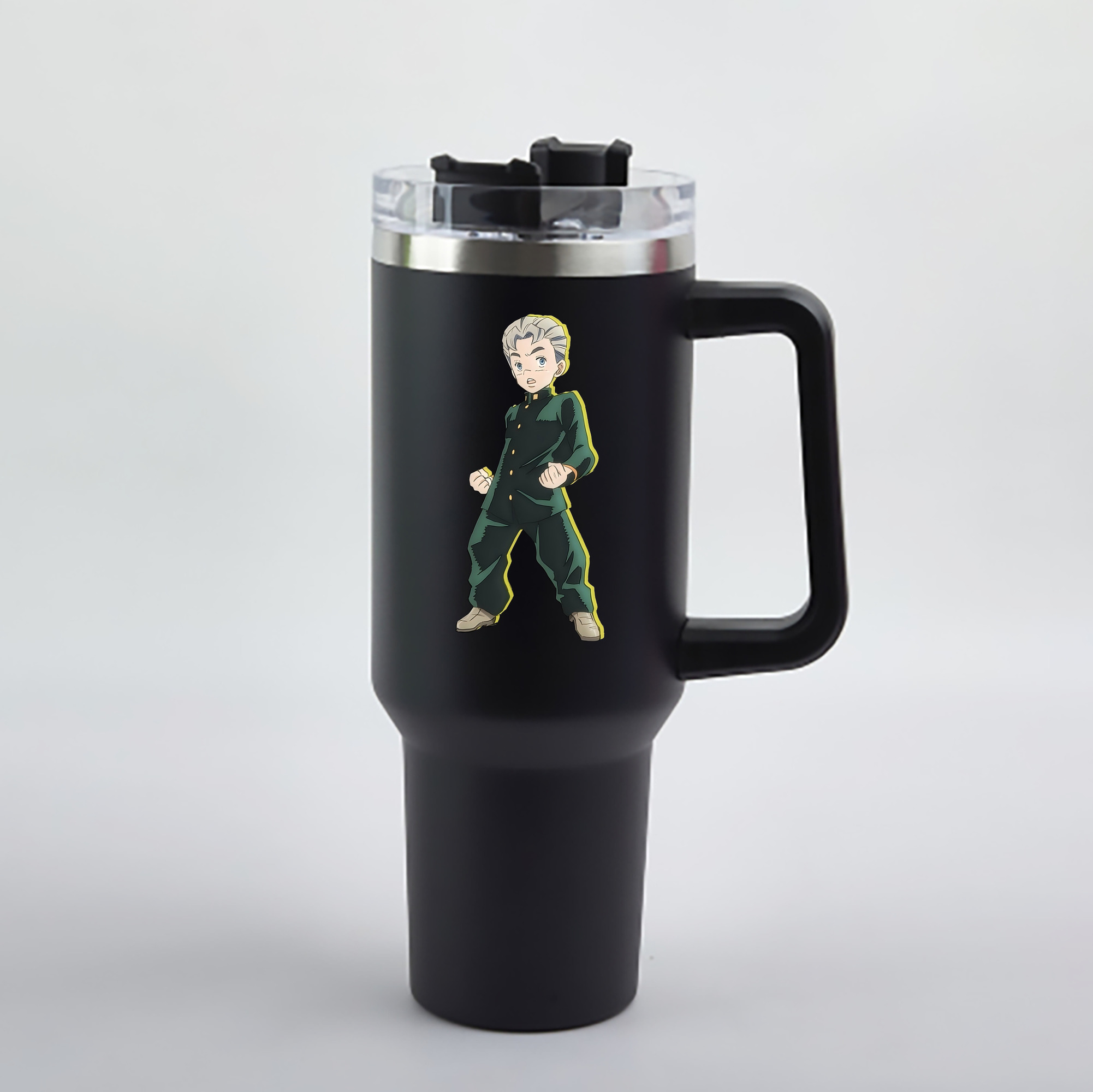 （画像用） ジョジョの奇妙な冒険 広瀨康一 JoJo's Bizarre Adventure Hirose Koichi 1200mL車用タンブラー - クリスタルステッカー（プラスチックストロー付き）