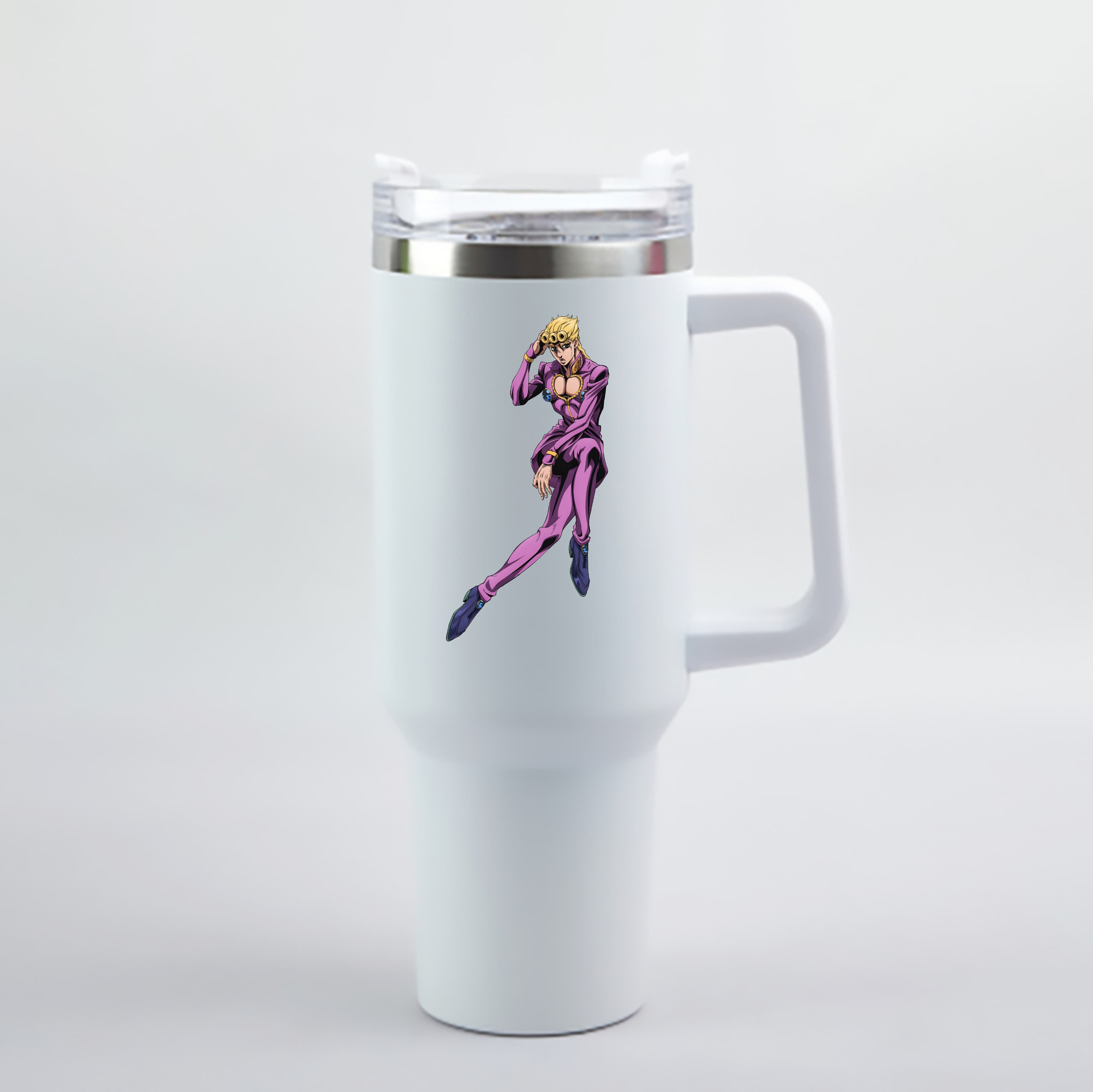 （画像用） ジョジョの奇妙な冒険 ジョルノ?ジョバァーナ JoJo's Bizarre Adventure Giorno Giovanna 1200mL車用タンブラー - クリスタルステッカー（プラスチックストロー付き）