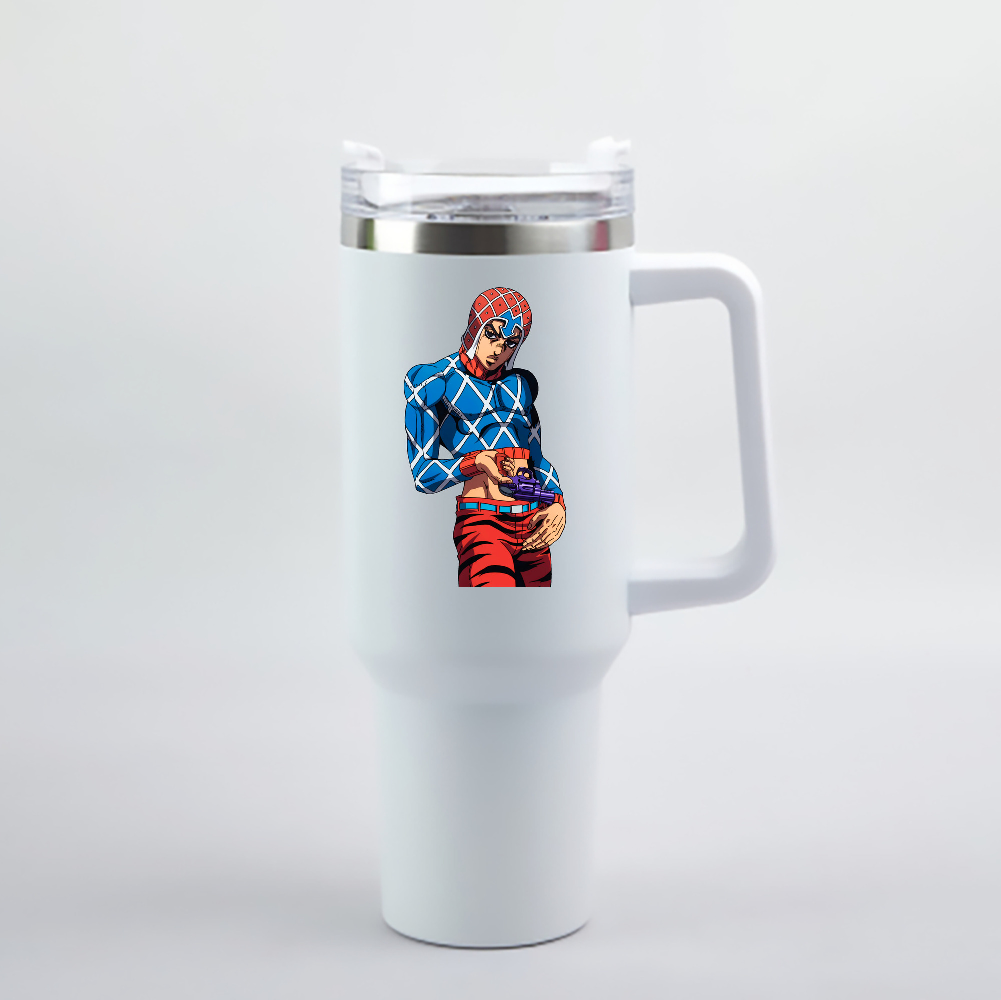 （画像用） ジョジョの奇妙な冒険 グイード?ミスタ JoJo's Bizarre Adventure Guido Mista 1200mL車用タンブラー - クリスタルステッカー（プラスチックストロー付き）