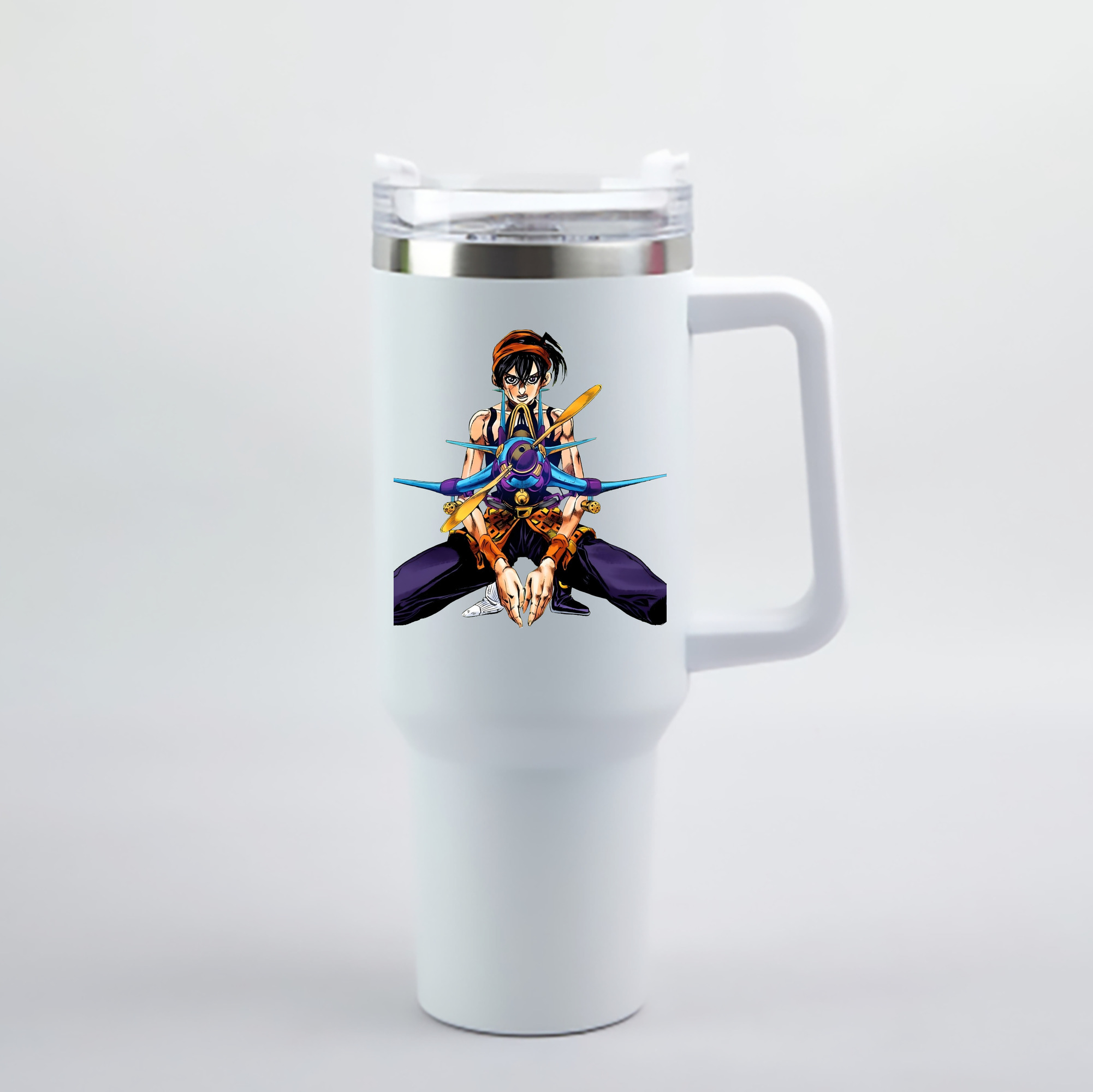 （画像用） ジョジョの奇妙な冒険 ナランチャ?ギルガ JoJo's Bizarre Adventure Narancia Ghirga 1200mL車用タンブラー - クリスタルステッカー（プラスチックストロー付き）