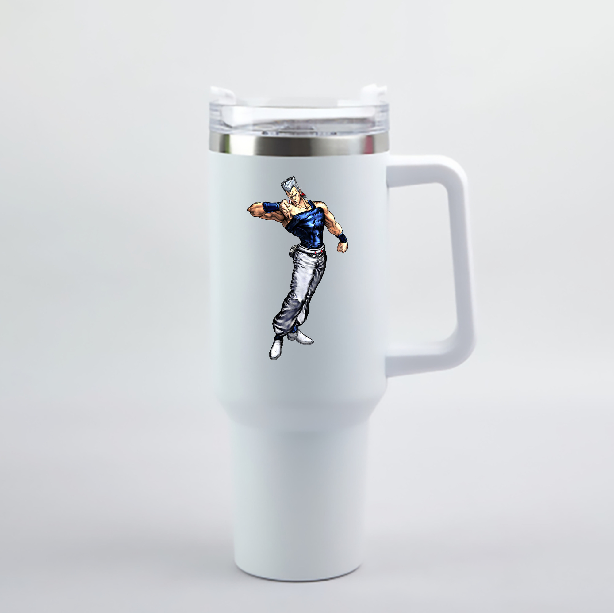 （画像用） ジョジョの奇妙な冒険 ジャン＝ピエール?ポルナレフ JoJo's Bizarre Adventure Jan Pierre Polnareff 1200mL車用タンブラー - クリスタルステッカー（プラスチックストロー付き）